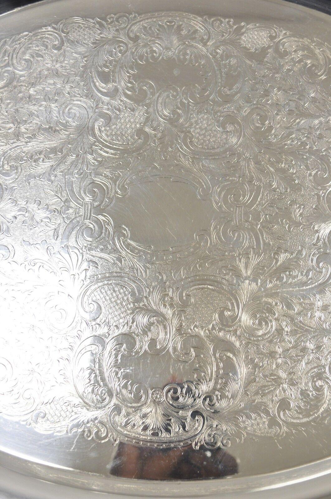 Vtg EPCA Poole Silver Co 400 Lancaster Rose Silver Plated Serving Platter Tray For Sale 3