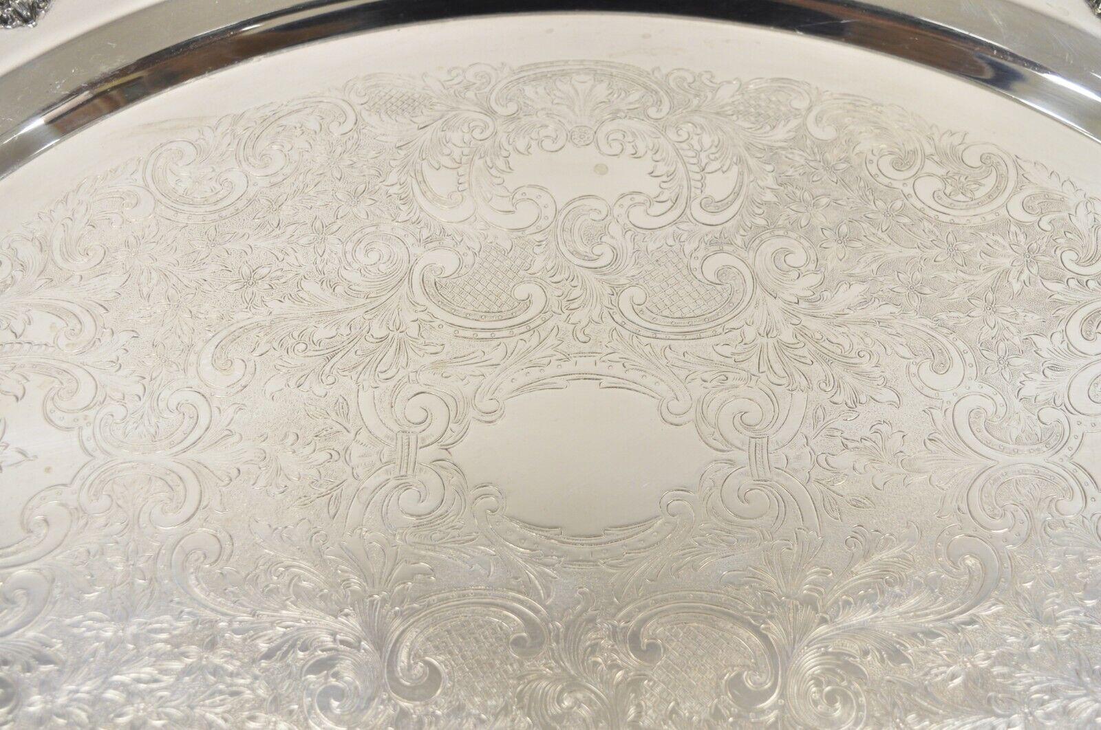 Vtg EPCA Poole Silver Co 400 Lancaster Rose Silver Plated Serving Platter Tray For Sale 4