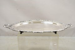 Vtg EPCA Poole Silver Co 400 Lancaster Rose Bandeja plateada para servir Bandeja