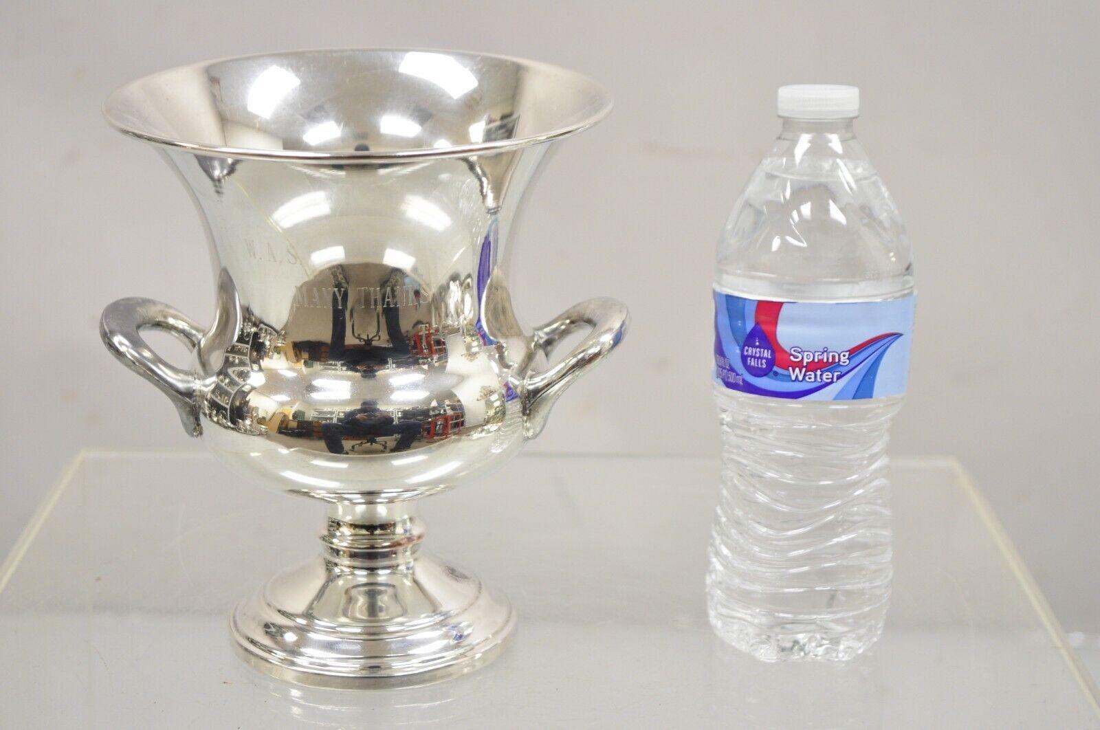 Vintage F.B. Rogers Empire Style Silver Plated Small Trophy Cup Champagne Chiller Ice Bucket. Item features is a nice small size, engraved 