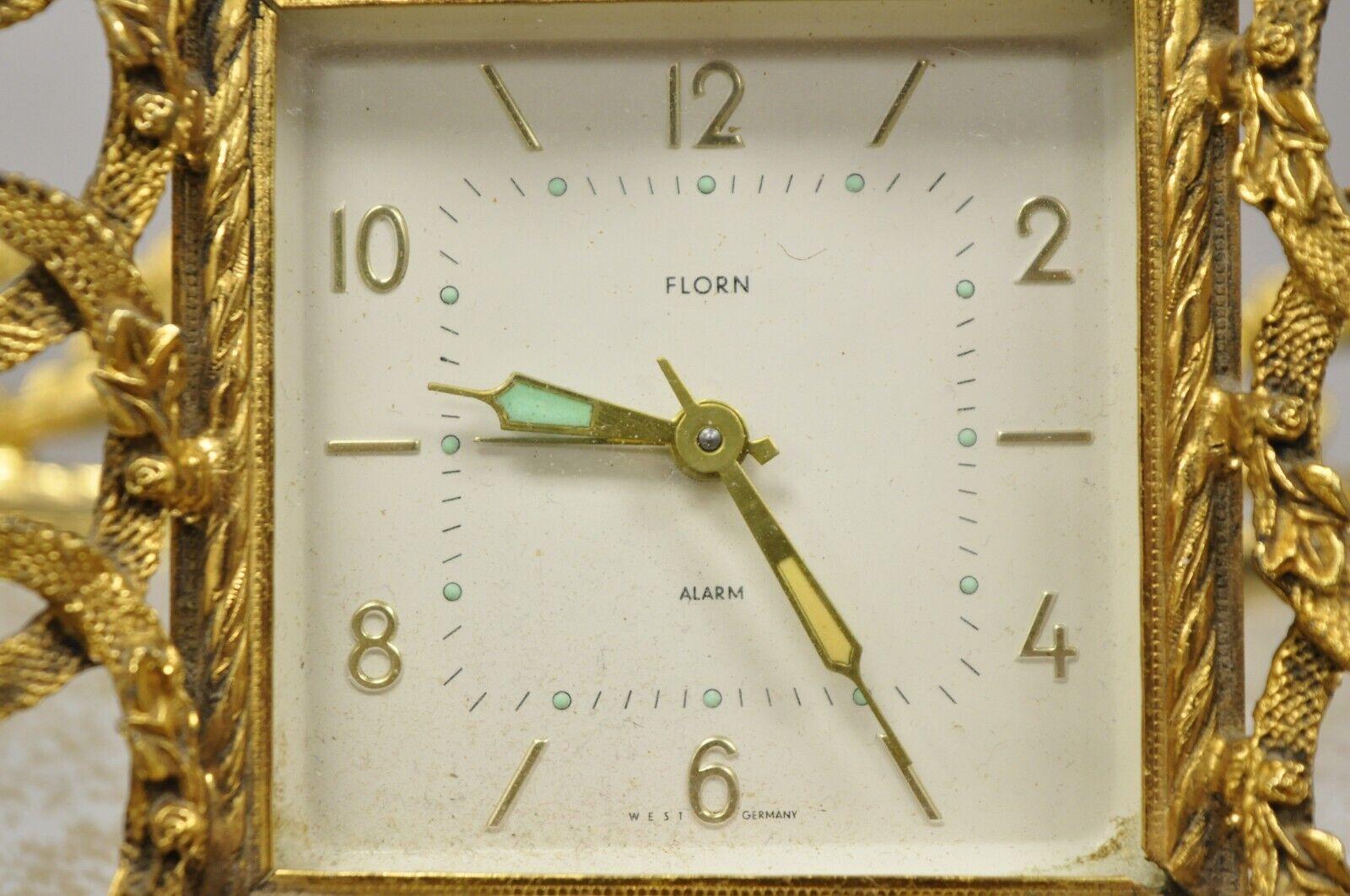 Vtg Filigree Gold French Vanity Set Perfume Bottles Clock Jewelry Box Tray 5 Pcs For Sale 1