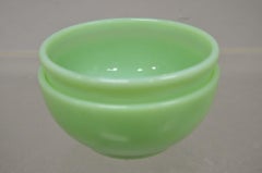 Vtg Fire King Jadeite Green 13 Oven Ware Round Cereal Chili Soup Bowl, 2 Pcs