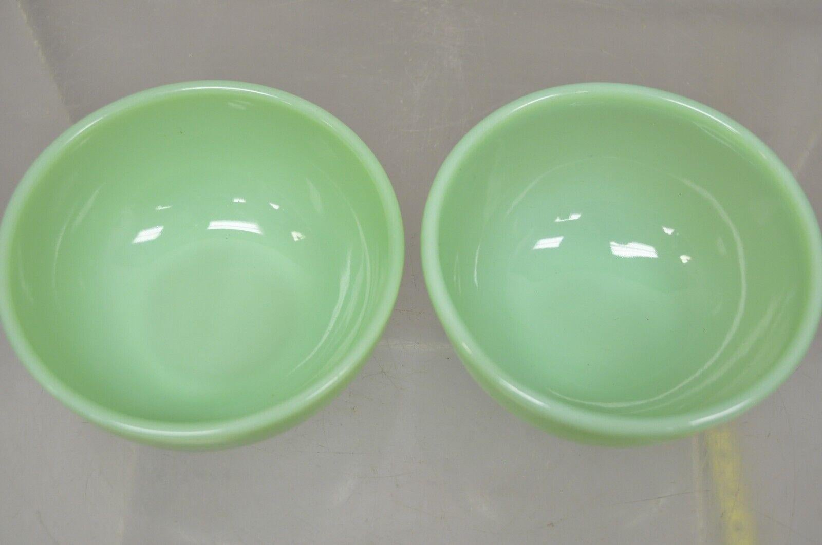 20th Century Vtg Fire King Jadeite Green 13 Oven Ware Round Cereal Chili Soup Bowl, 2 Pcs