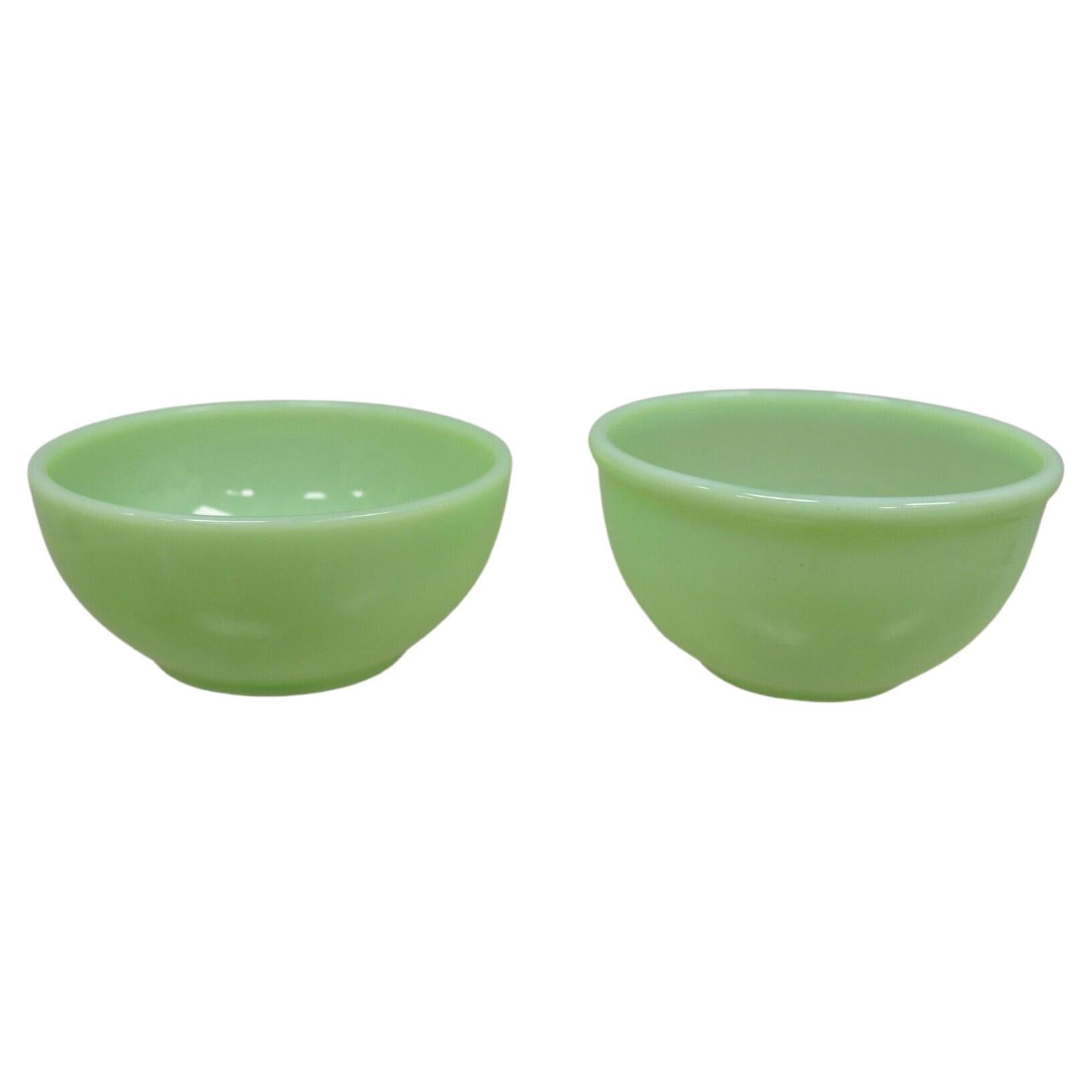 Vtg Fire King Jadeite Green 13 Oven Ware Round Cereal Chili Soup Bowl, 2 Pcs
