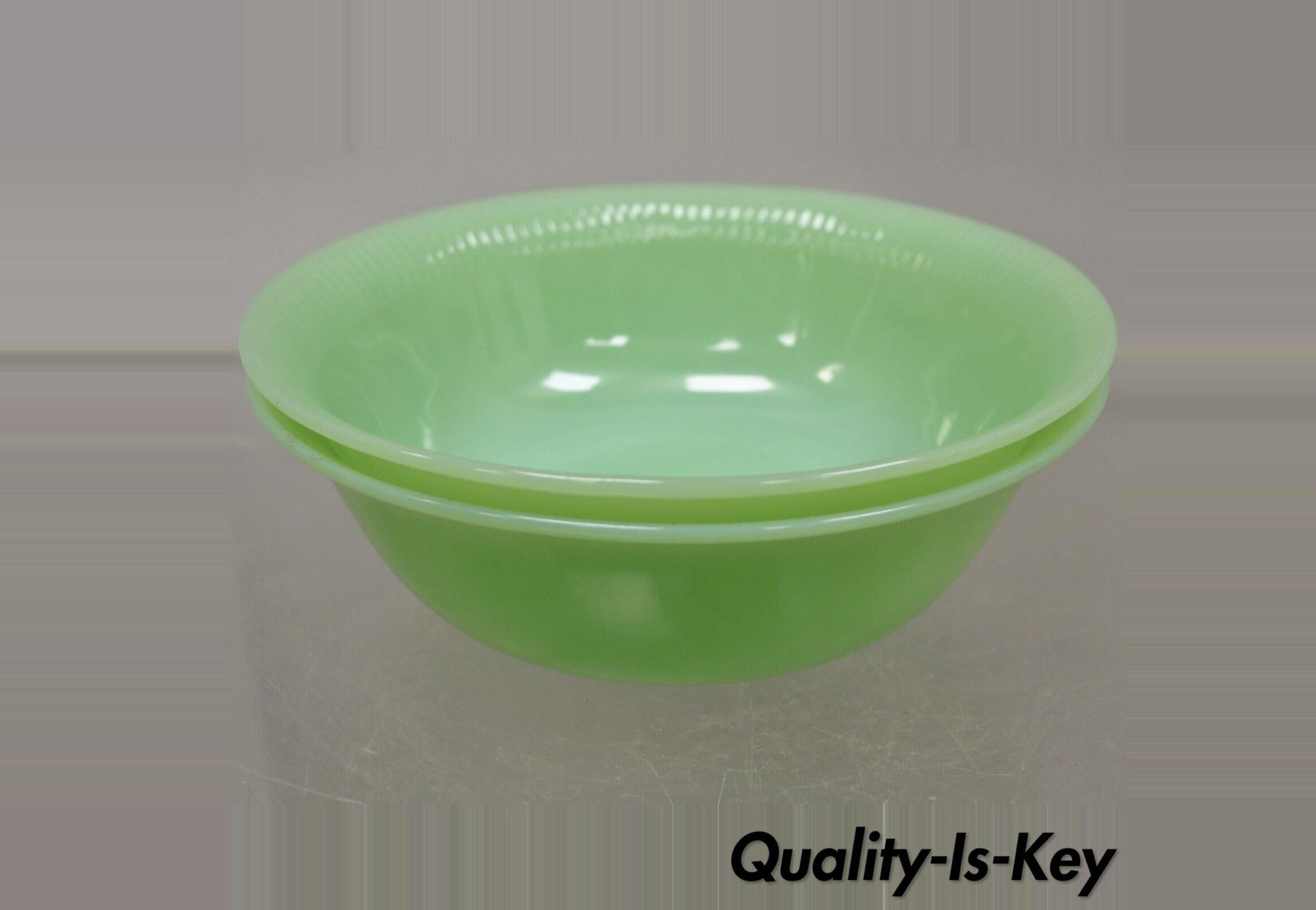 Vintage Fire King Oven Ware Green Jadeite Ribbed Jane Ray 8.25