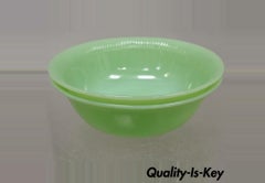 Vtg Fire King Oven Ware Green Jadeite Ribbed Jane Ray 8.25" Serving Bowl - 2 Pcs