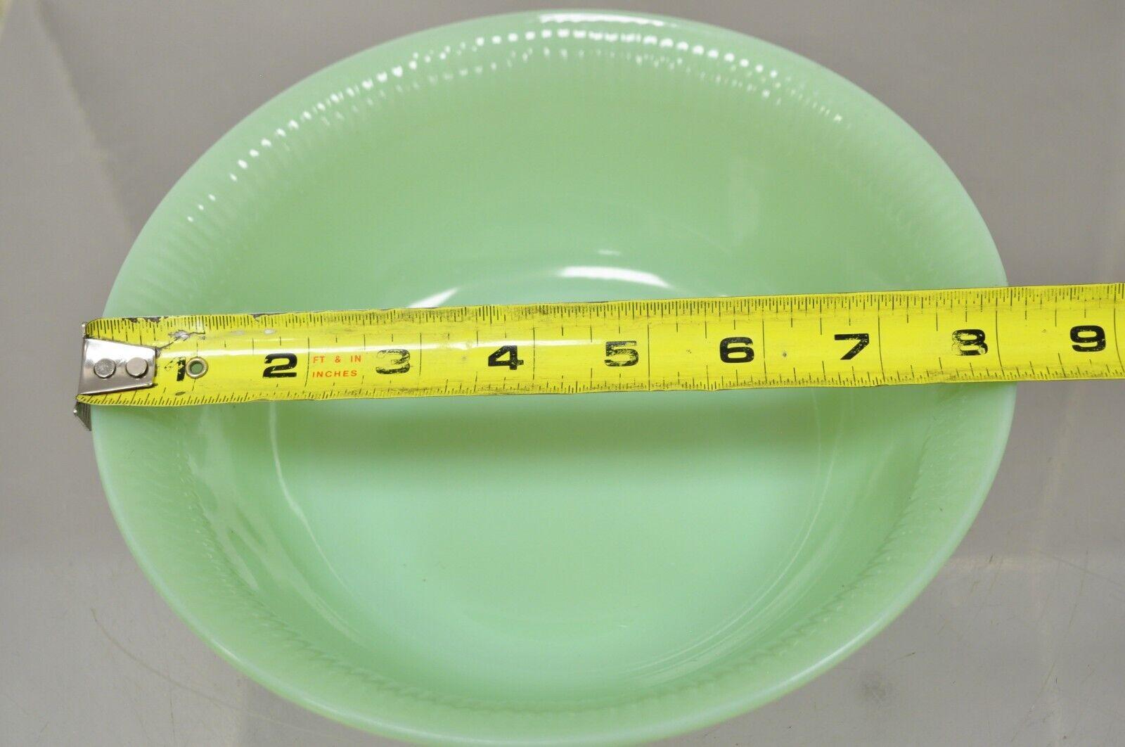 20th Century Vtg Fire King Oven Ware Green Jadeite Ribbed Jane Ray 8.25