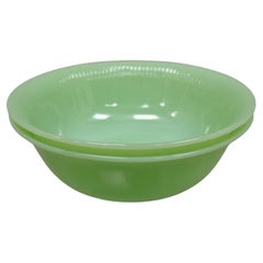 Vtg Fire King Oven Ware Green Jadeite Ribbed Jane Ray 8.25" Serving Bowl - 2 Pcs