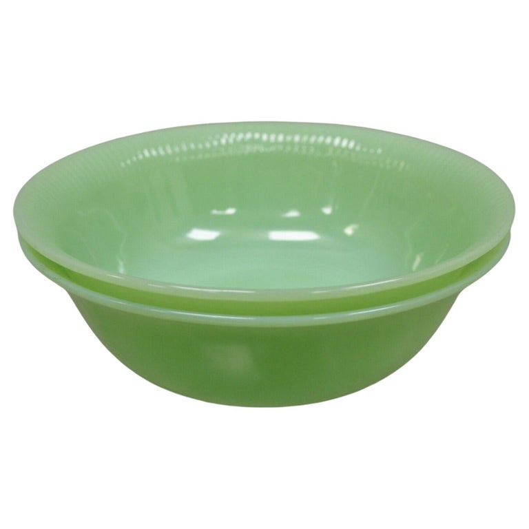 Vtg Fire King Oven Ware Green Jadeite Ribbed Jane Ray 8.25" Serving