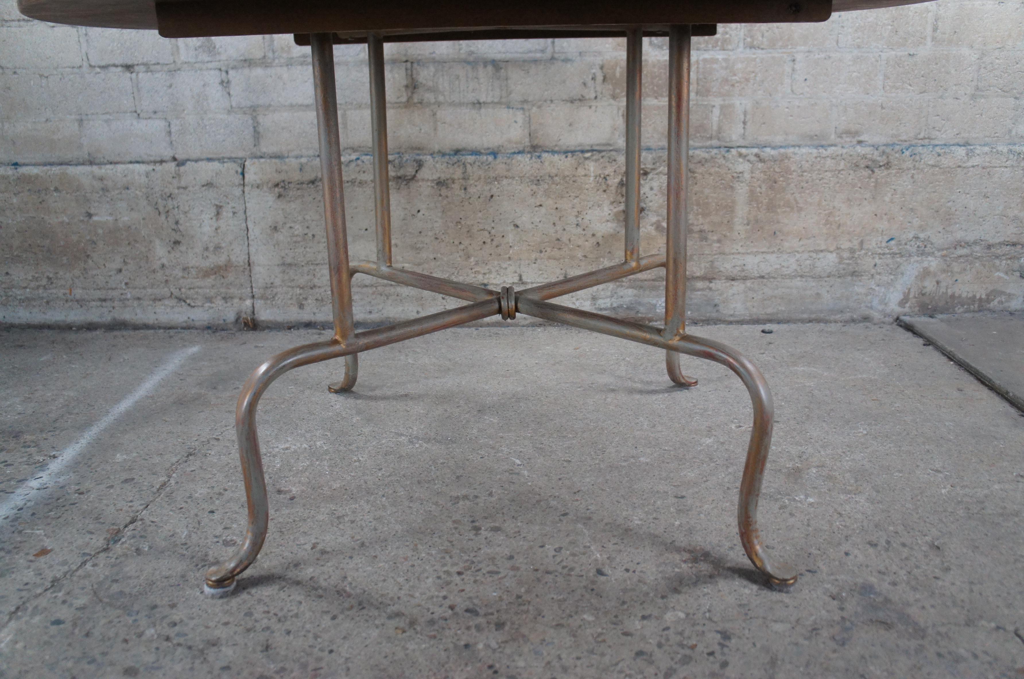 Vtg French Country Neoclassical Birch & Iron Dining Table Breakfast Patio Bistro 1