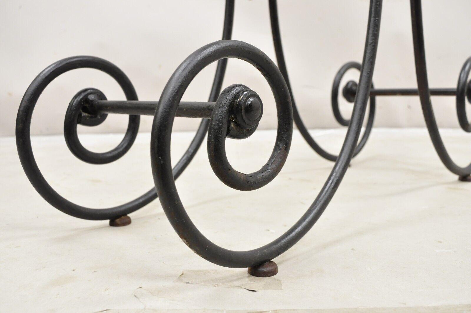 Vtg French Country Pastry Style Wrought Iron Marble Top Baker's Console Table For Sale 5