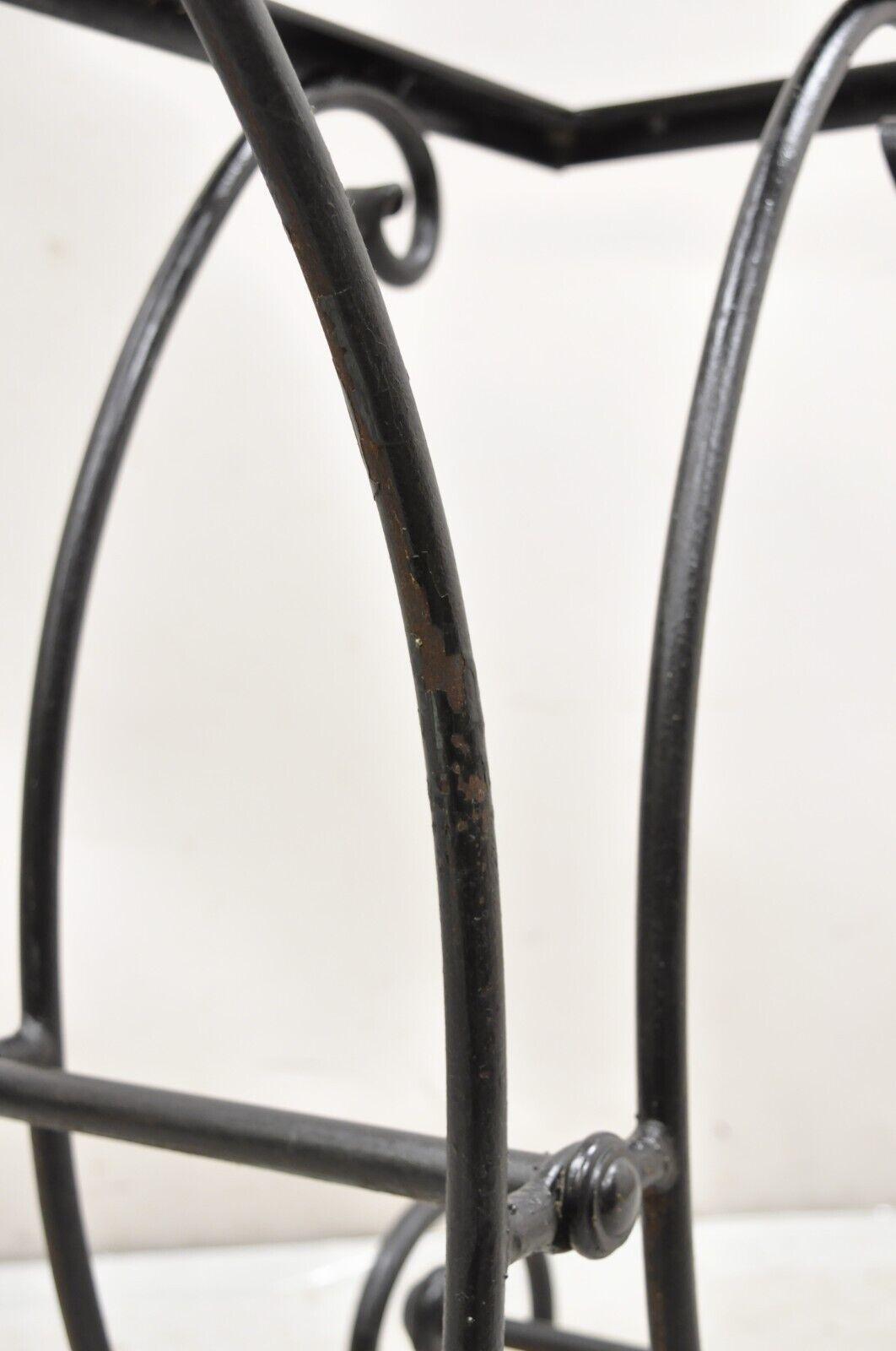 Vtg French Country Pastry Style Wrought Iron Marble Top Baker's Console Table For Sale 1