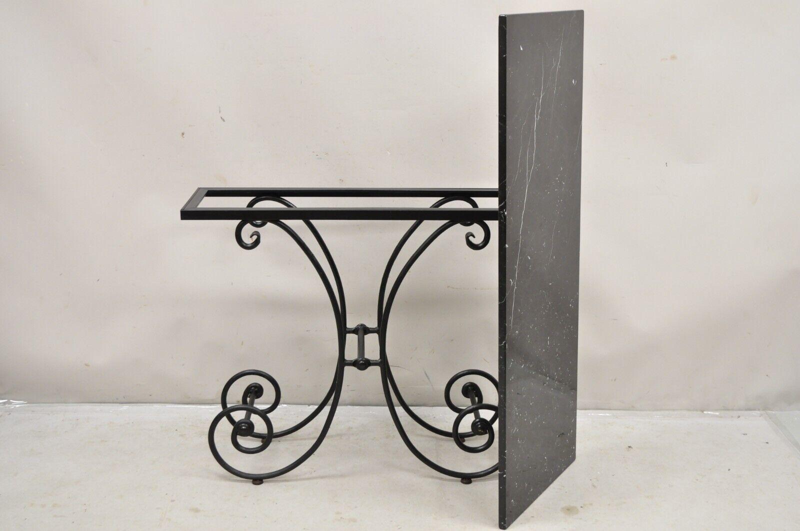 Vtg French Country Pastry Style Wrought Iron Marble Top Baker's Console Table For Sale 4
