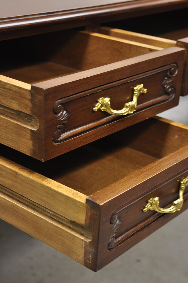 French Country Provincial Louis XV Executive Office Writing Desk Glass