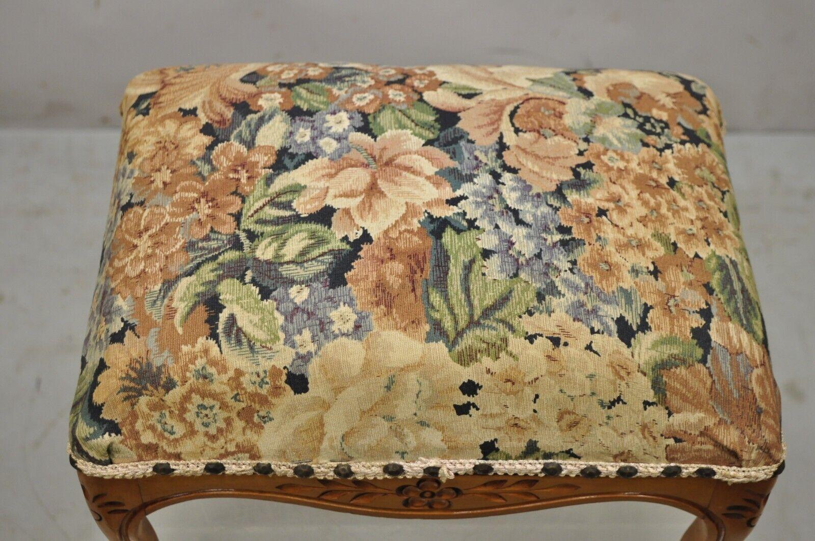 20th Century Vtg French Country Provincial Louis XV Style Maple Wood Small Ottoman Footstool