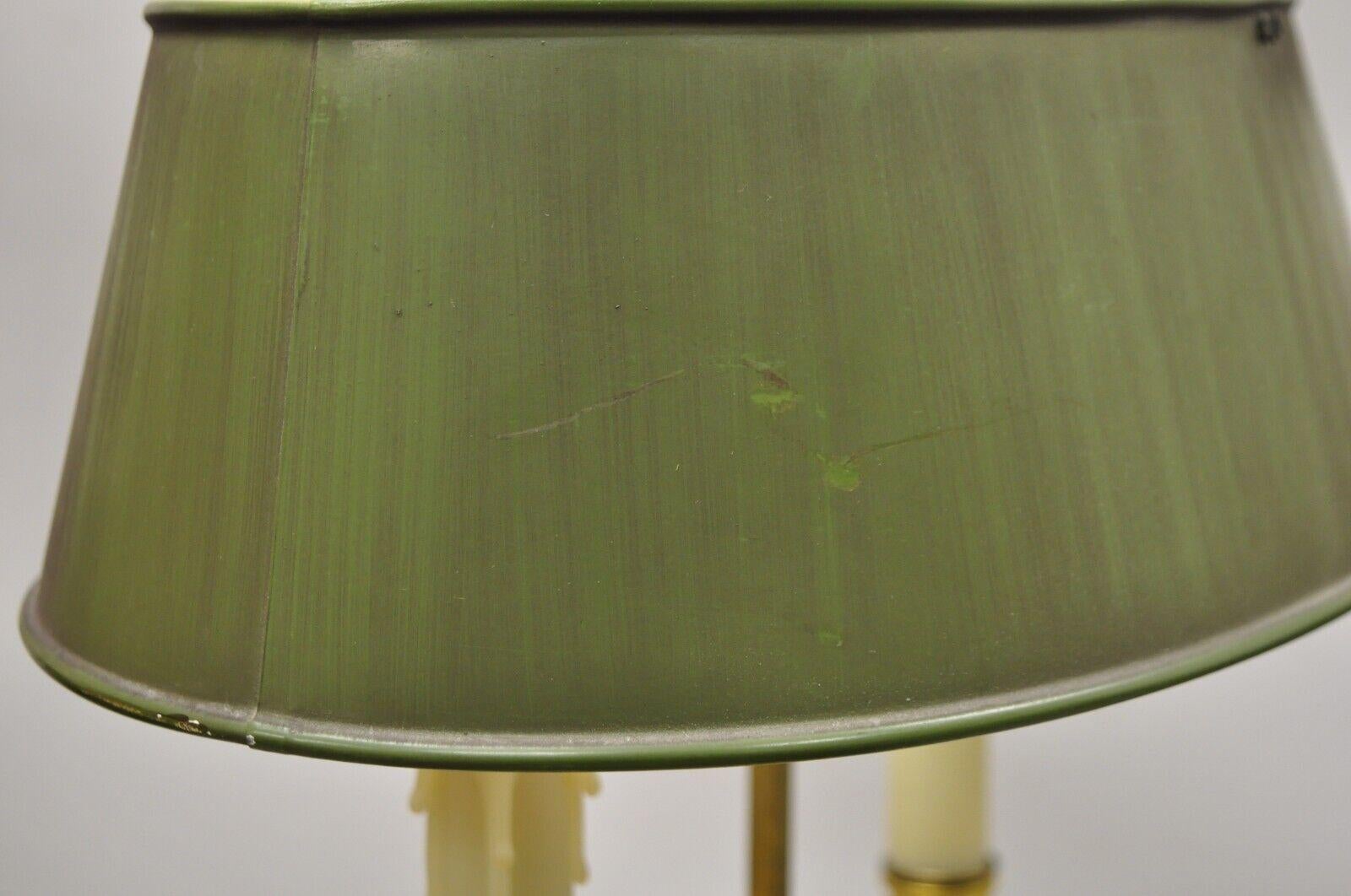 Vtg French Empire Gold Bronze Bouillotte Desk Lamp with Green Tole Metal Shade 2