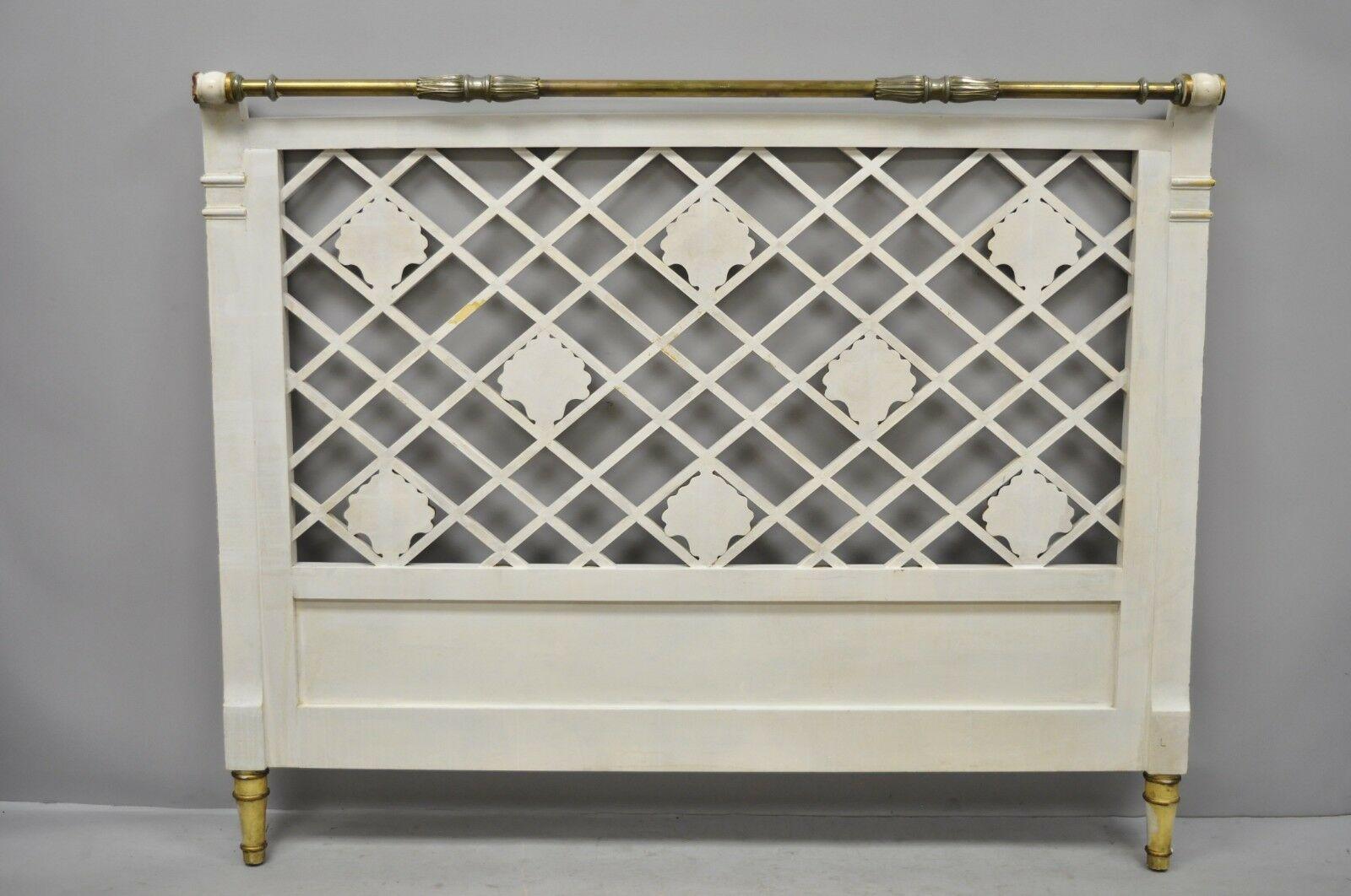 French Neoclassical Style Italian Shell Carve Lattice Queen Size Bed Headboard 4