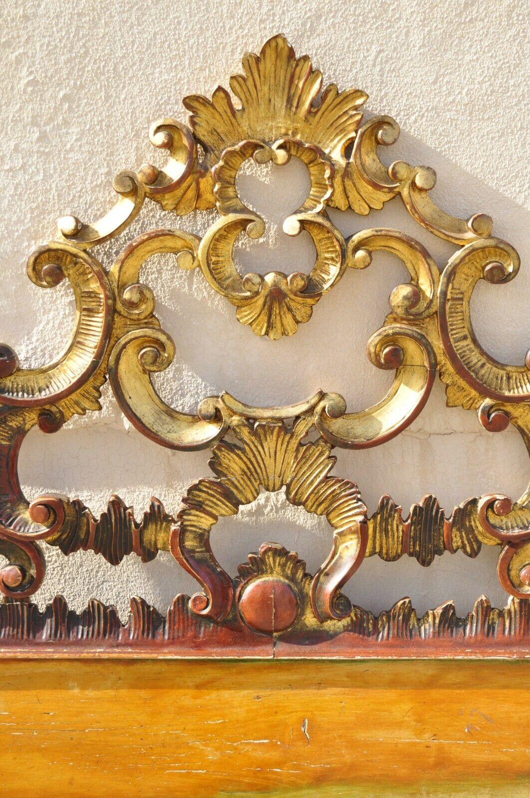 Vtg French Rococo Italian Hollywood Regency Gold Gilt Wood Queen Sz Headboard In Good Condition In Philadelphia, PA