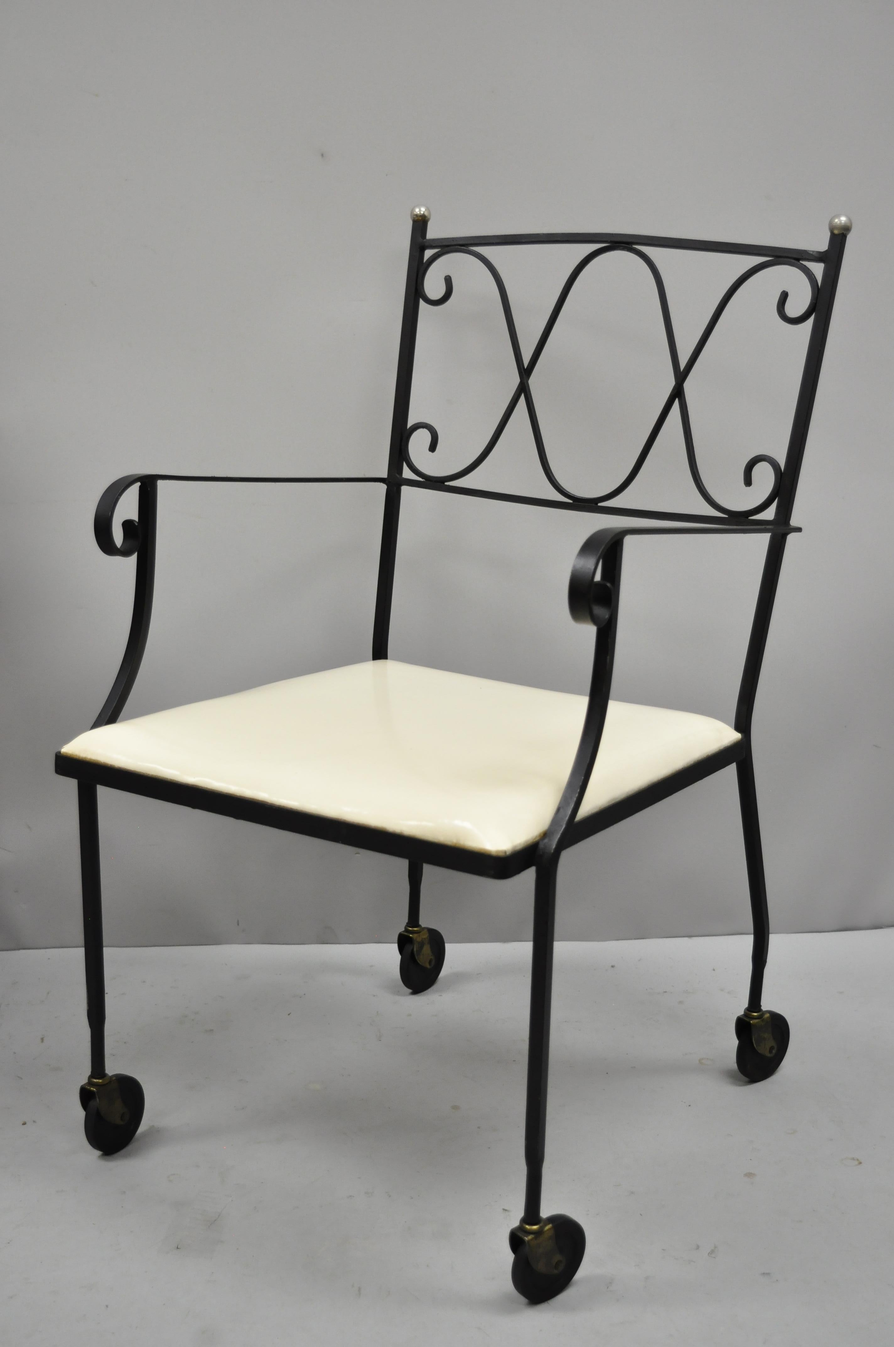Gallo Original Iron Works Wrought Iron Salterini Style Desk Chair Vitrolite 2