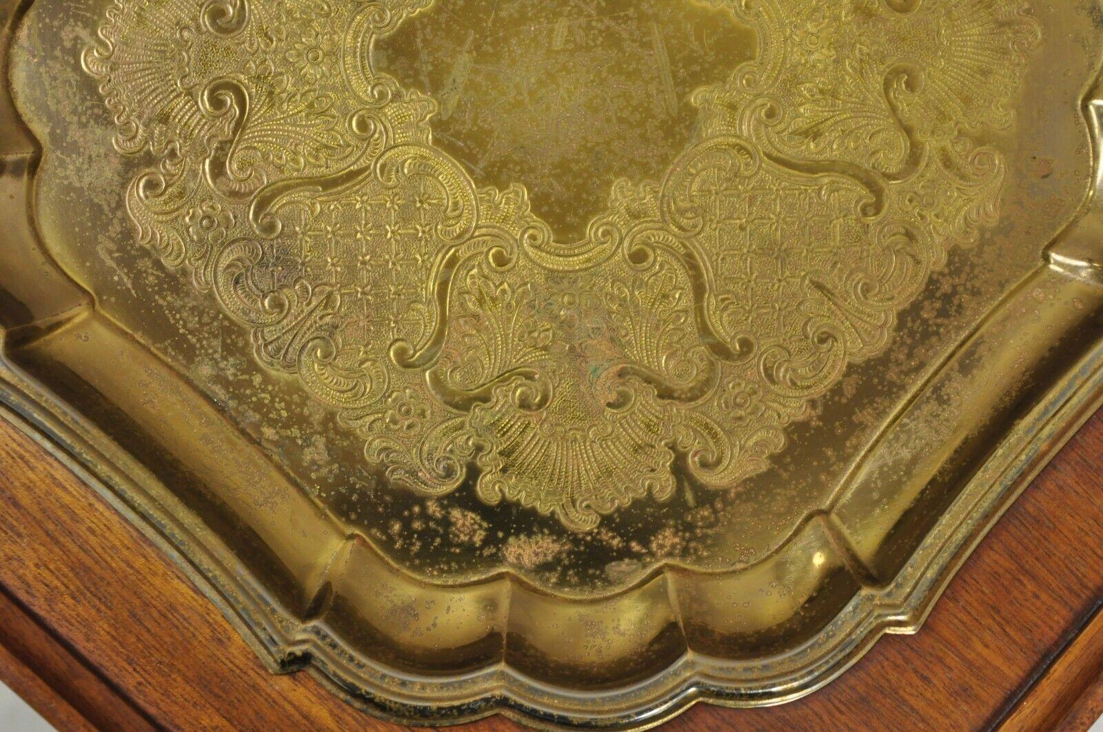 Vtg Georgian Style Carved Ball and Claw Small Side Table Brass Seiden Tray Top 4