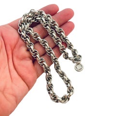 Vtg GIVENCHY logo silver chain necklace designer runway