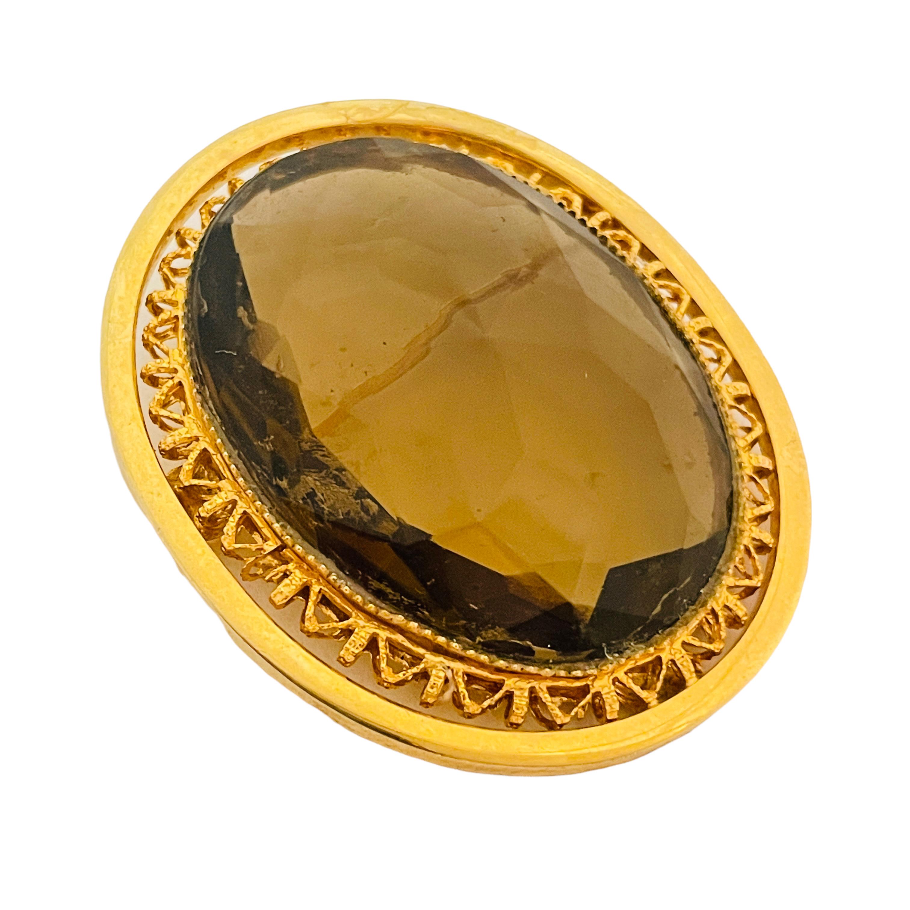 Femenino o masculino Vtg oro facetado cristal diseñador pasarela broche en venta