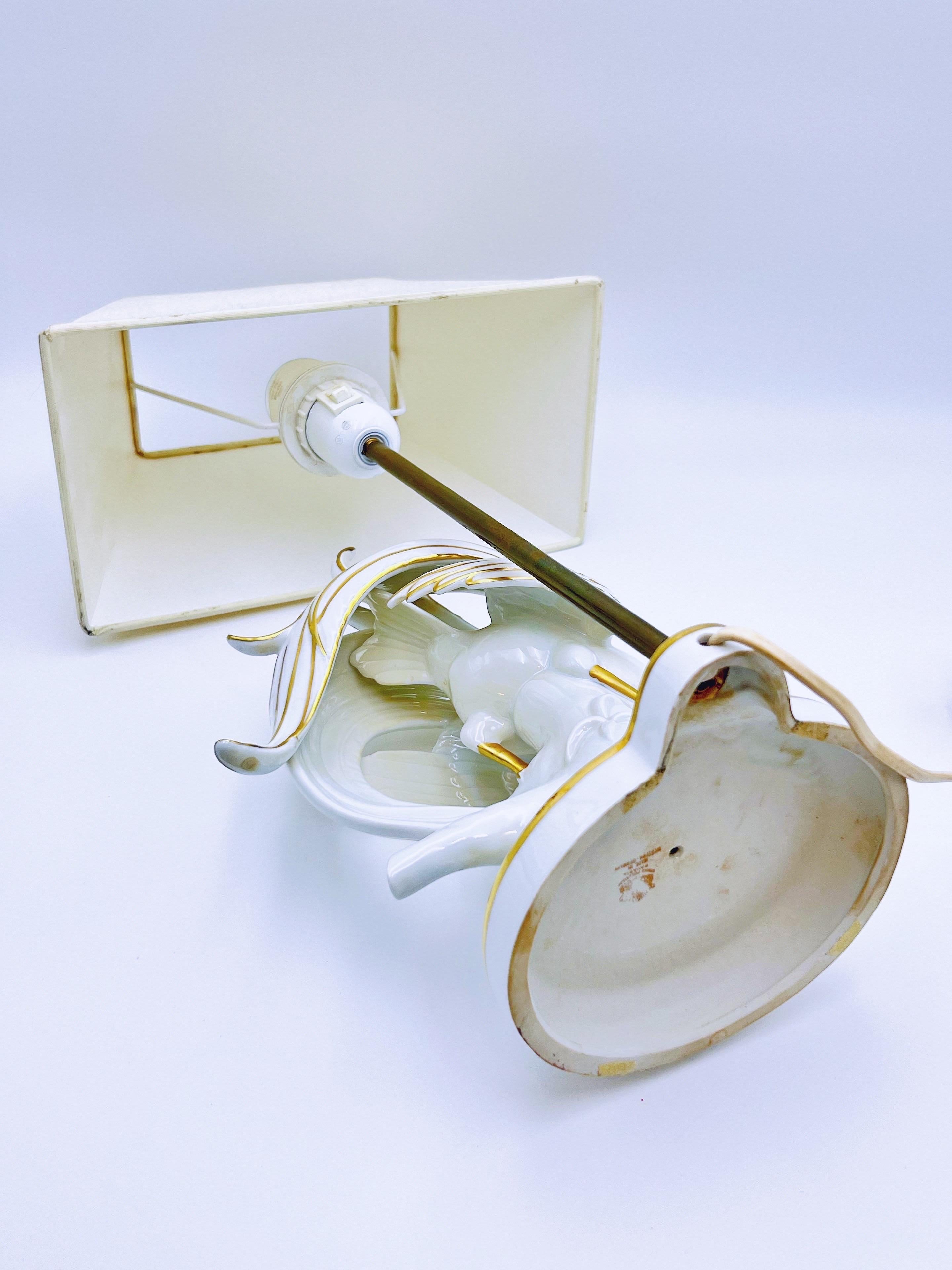 VTG Fasanen-Tischlampe, Gold vergoldetes Porzellan, Deutschland 1950/60er Jahre im Angebot 9
