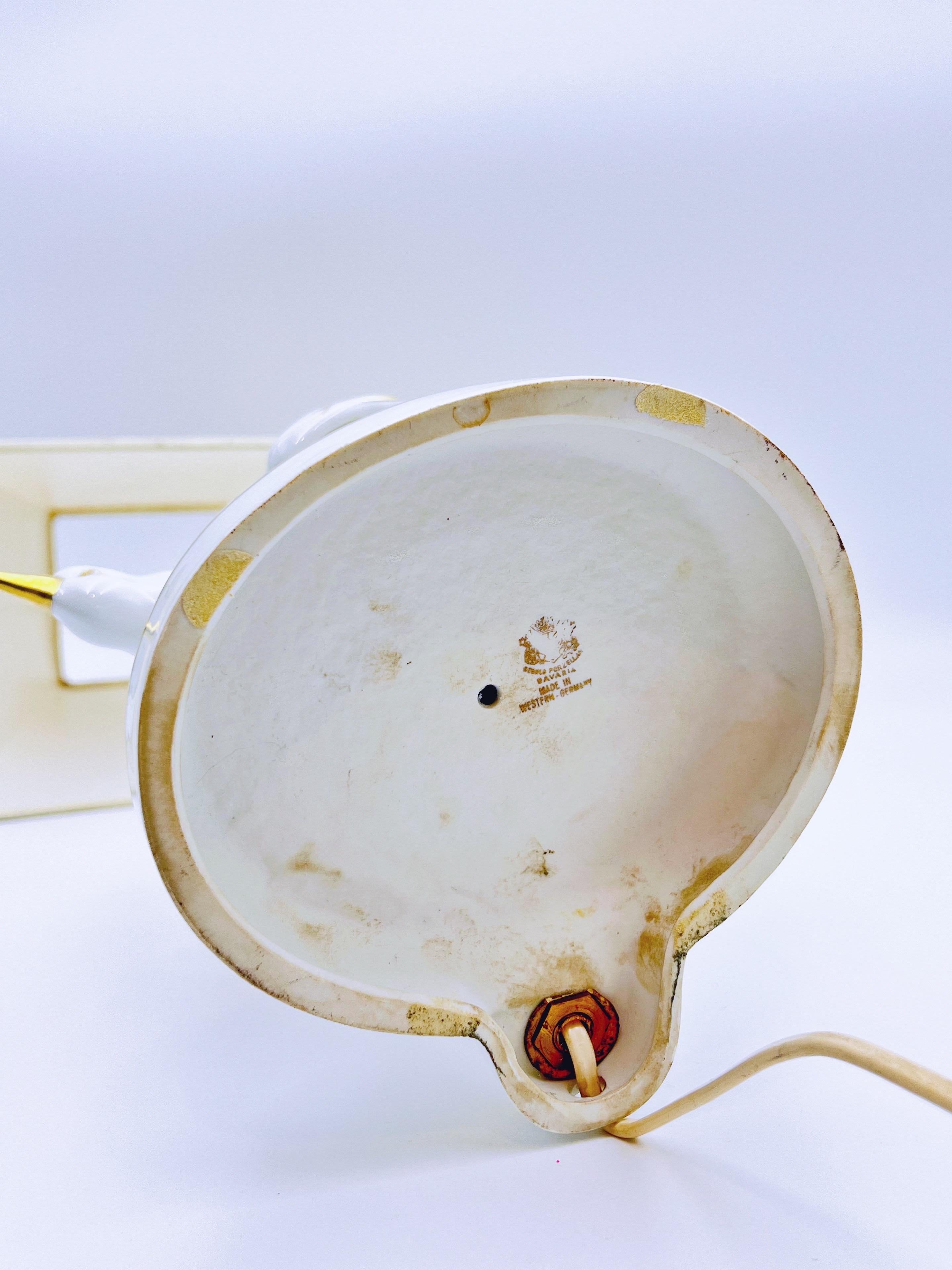 VTG Fasanen-Tischlampe, Gold vergoldetes Porzellan, Deutschland 1950/60er Jahre im Angebot 10