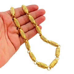 Vtg gold link chain necklace designer runway