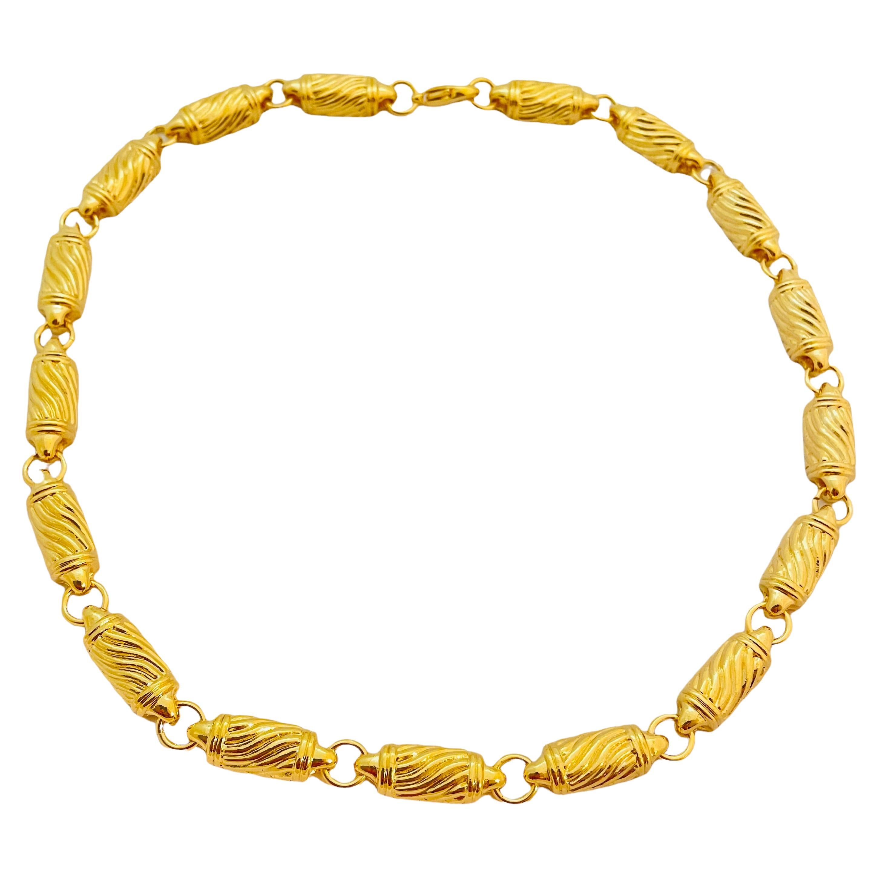 Vtg gold link chain necklace designer runway For Sale
