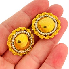 Vtg gold silver designer runway clip on earrings