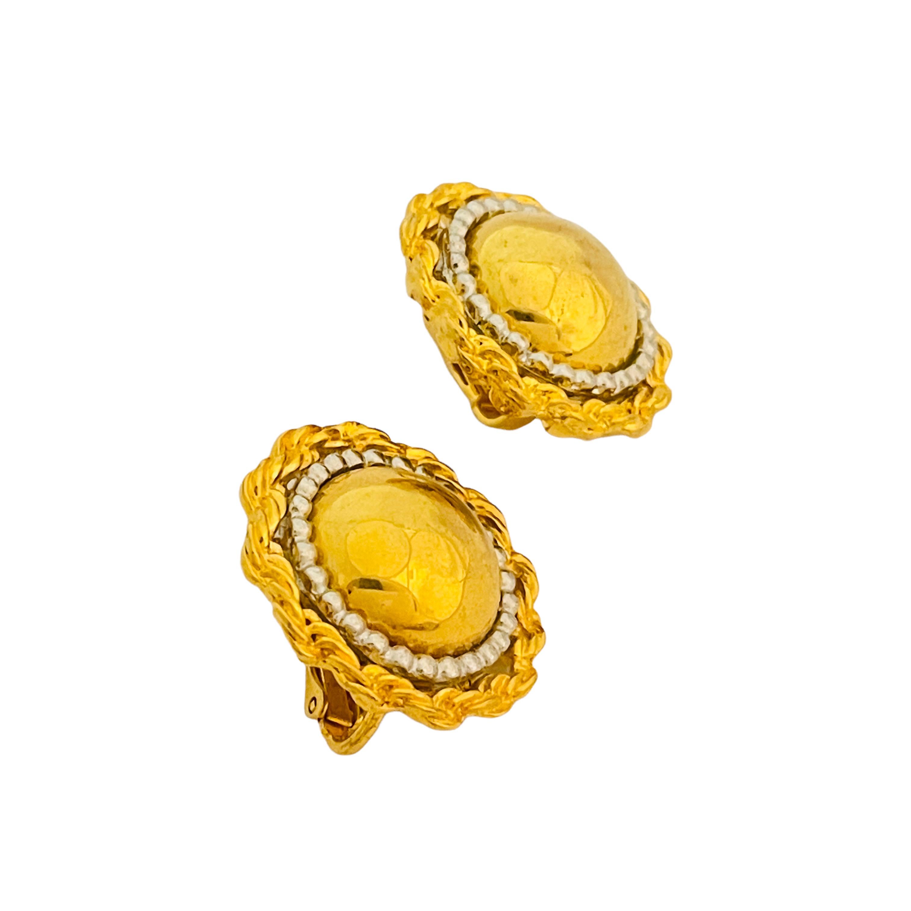 Women's or Men's Vtg gold silver designer runway clip on earrings For Sale