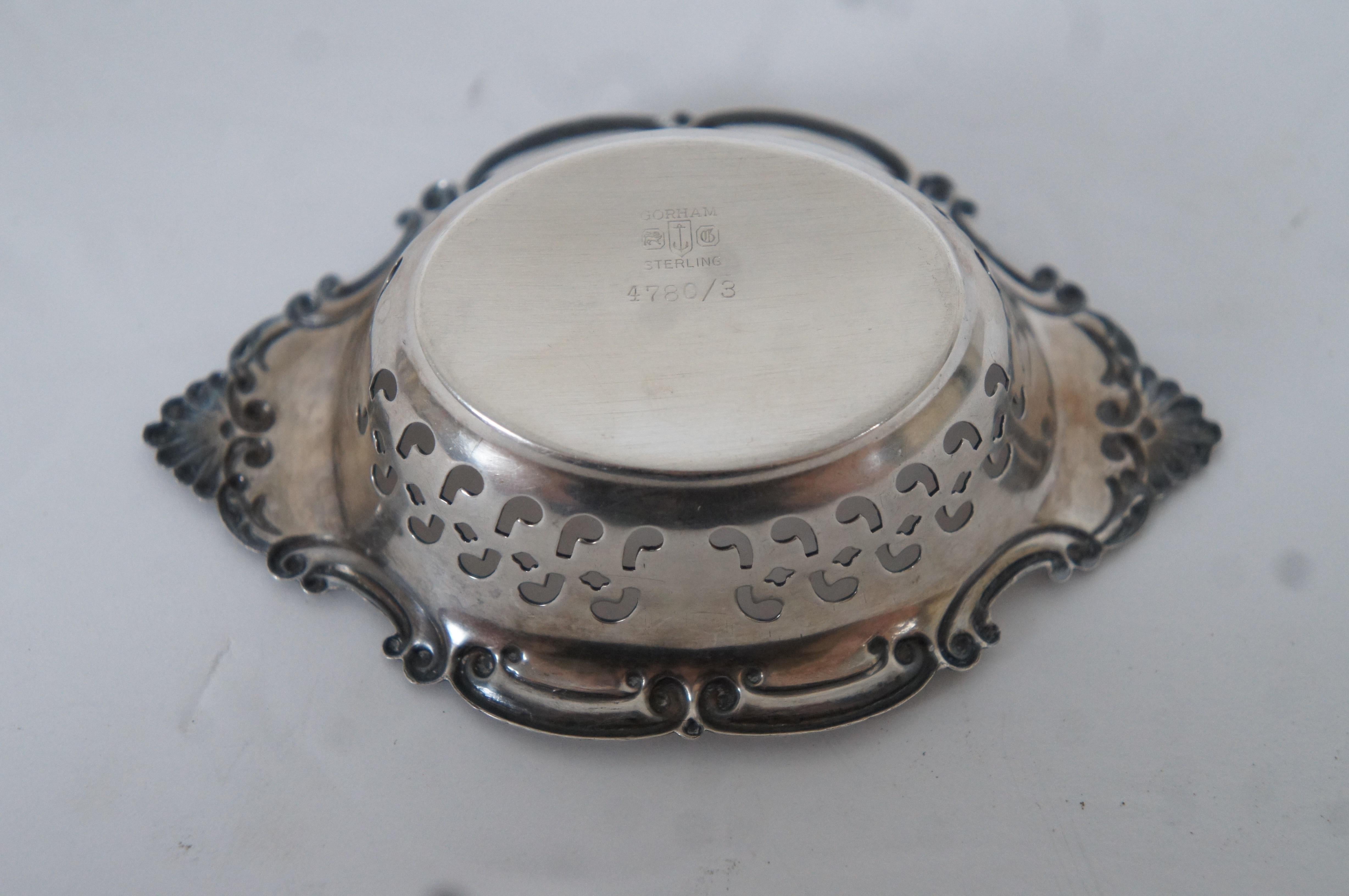 Vtg Gorham Sterling Silver 4780/3 Reticulated Scalloped Nut Bone Dish Mono 24g 6