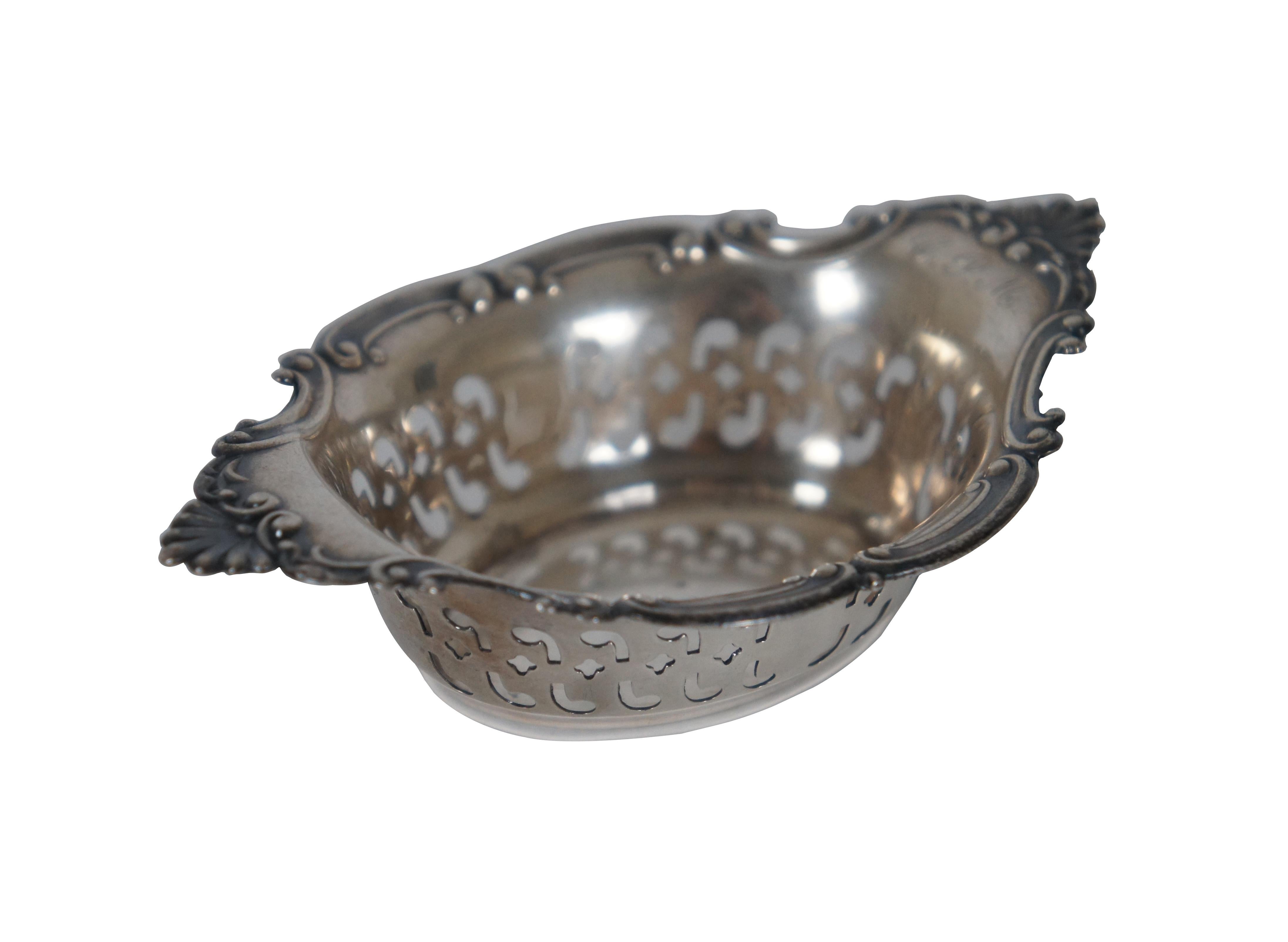 Vtg Gorham Sterling Silver 4780/3 Reticulated Scalloped Nut Bone Dish Mono 24g In Good Condition In Dayton, OH