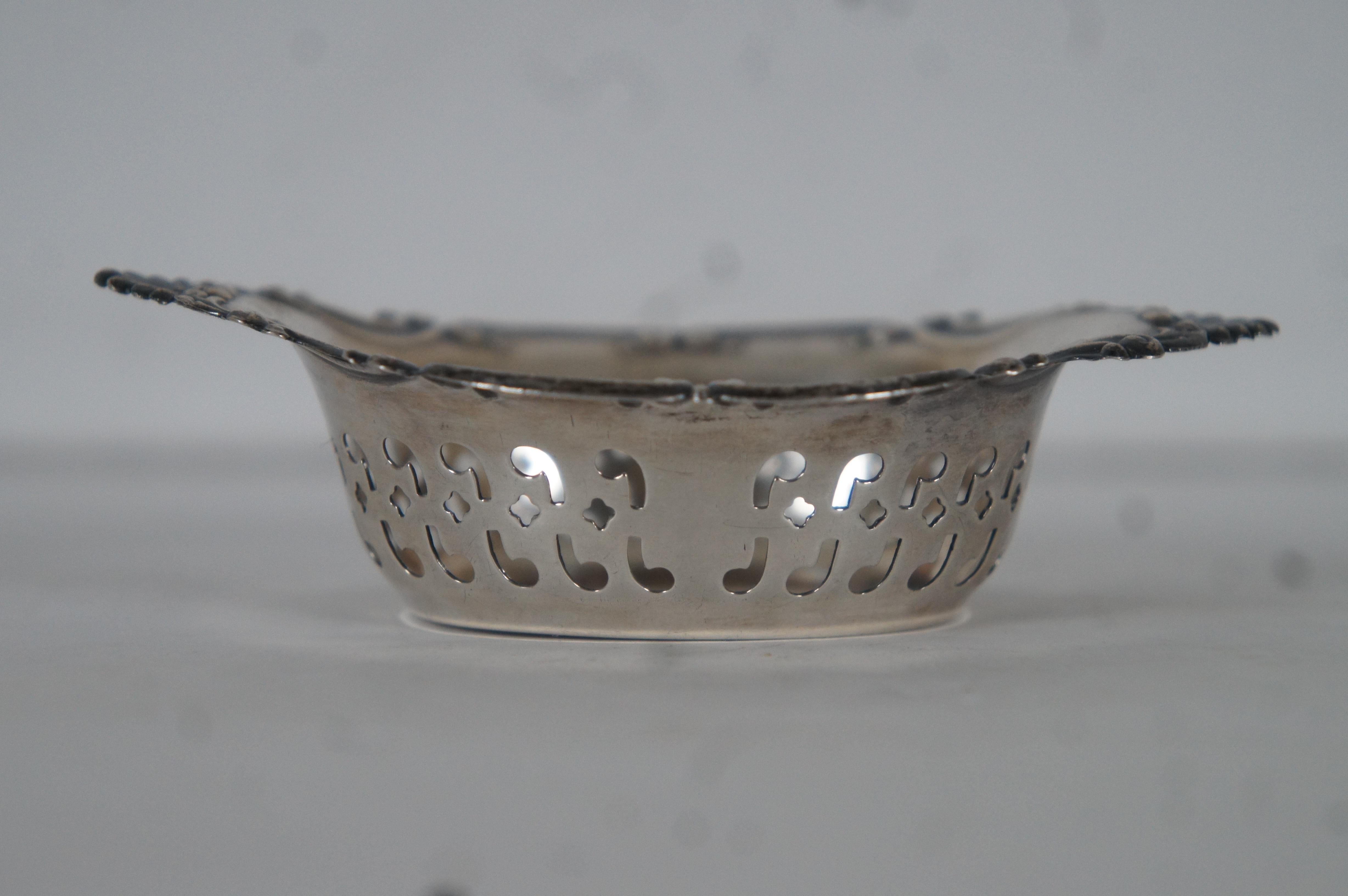Vtg Gorham Sterling Silver 4780/3 Reticulated Scalloped Nut Bone Dish Mono 24g 1