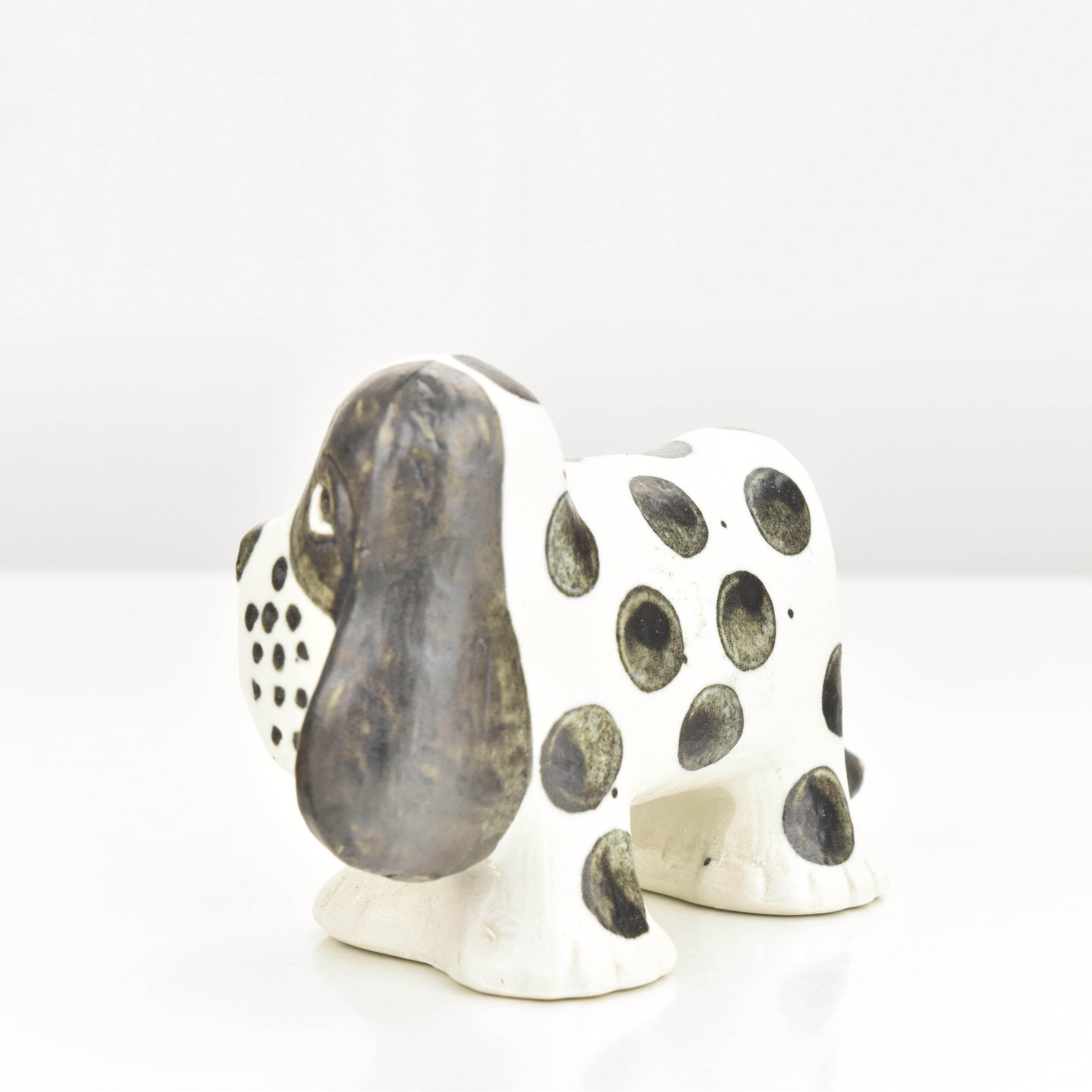 Vernissé VTG Gustavsberg Suède Art Pottery Kennel Spaniel Figurine Design Lisa Larson en vente