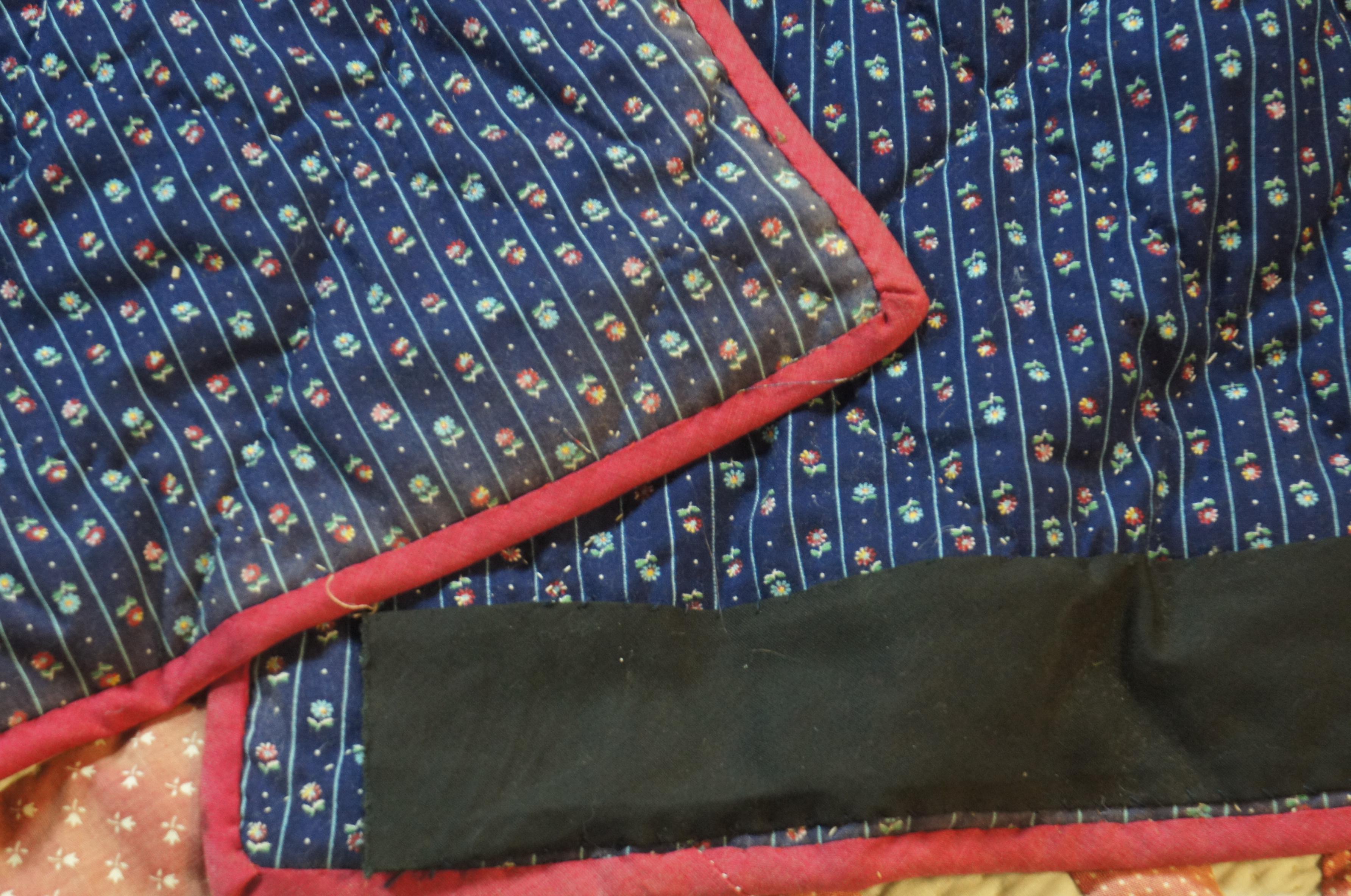 Vtg Hand Stitched Quilt Geometric Folk Art Tulips King Queen Blanket Bedspread For Sale 6