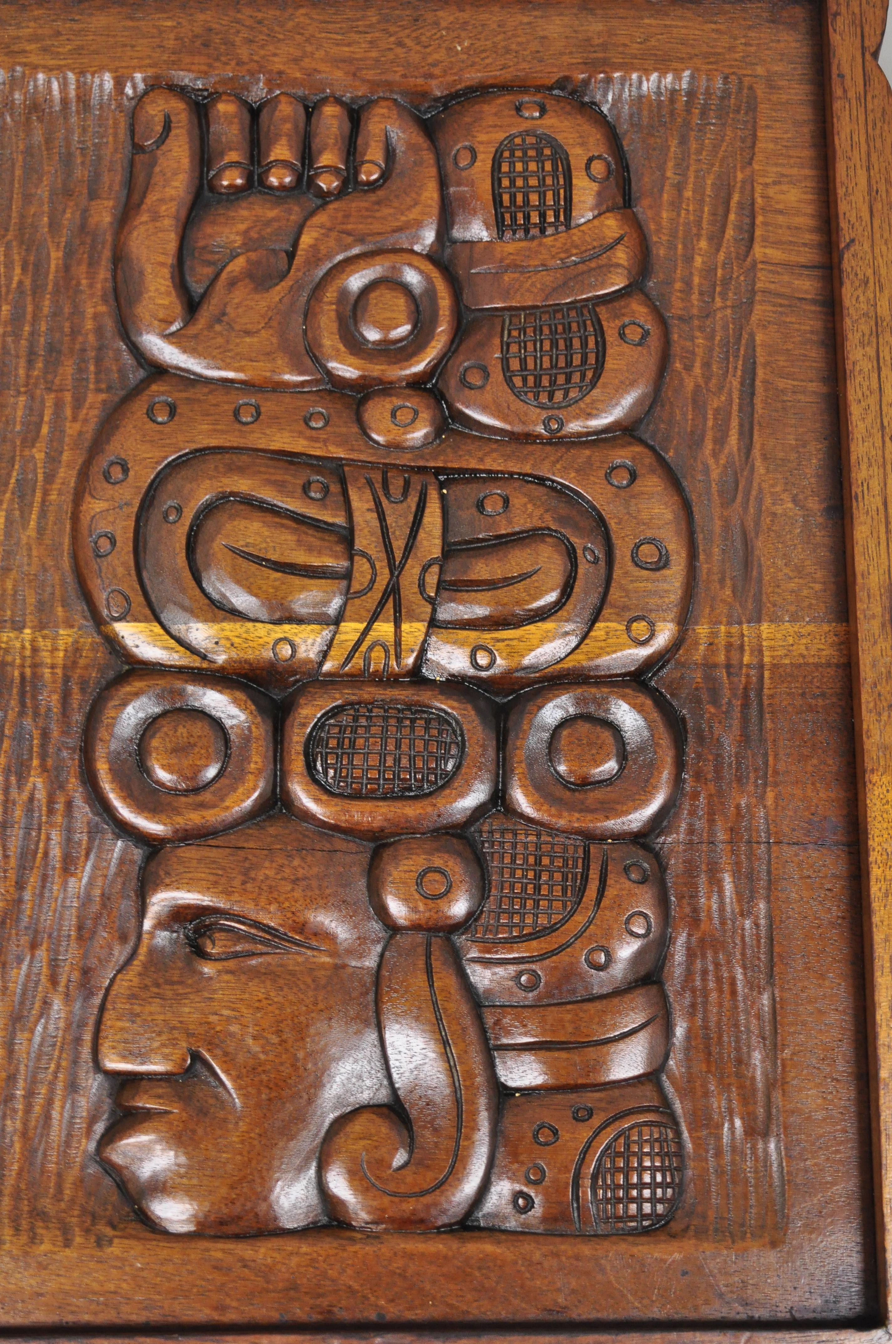 Bohemian Hawaiian Figural Faces Carved Makana Hut Boho Chic Jungle Room Coffee Table