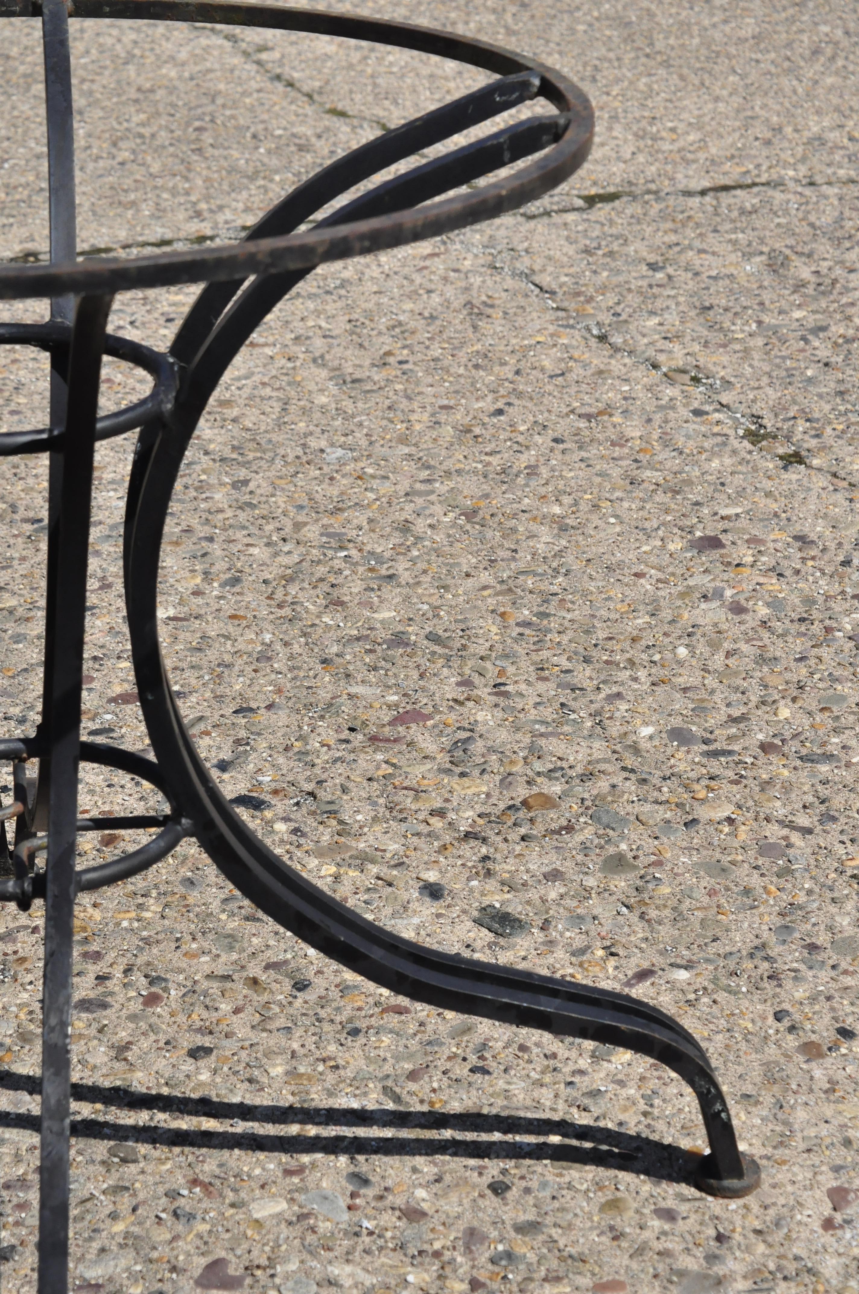 Mid-Century Modern Heavy Wrought Iron Garden Patio Dining Table Pedestal Base after Salterini