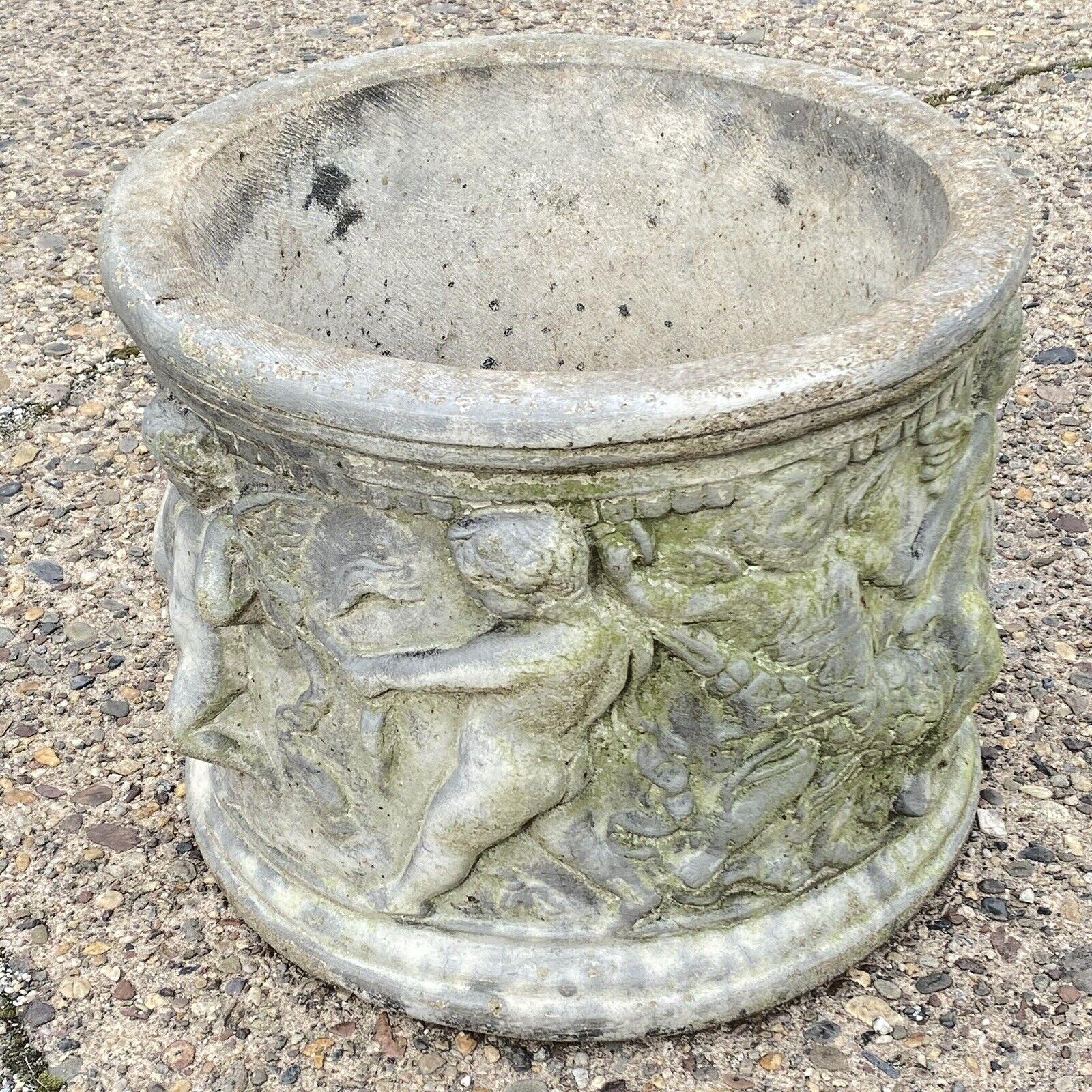 garden retro flower pot iron stand small cement round shape planter pot