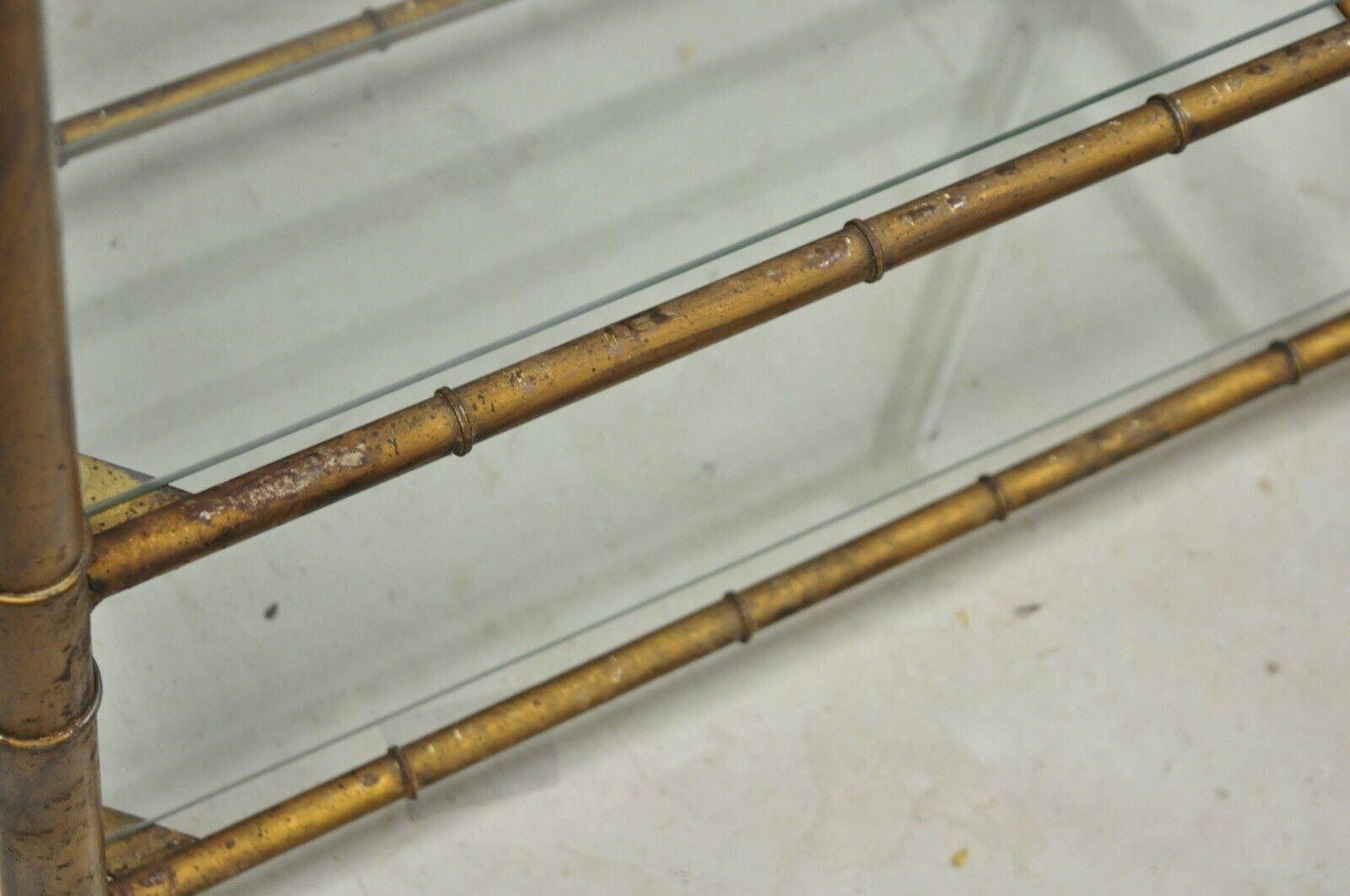 Vtg Hollywood Regency Faux Bamboo Steel Metal Gold 6 Tier Etagere Shelf Bookcase 3