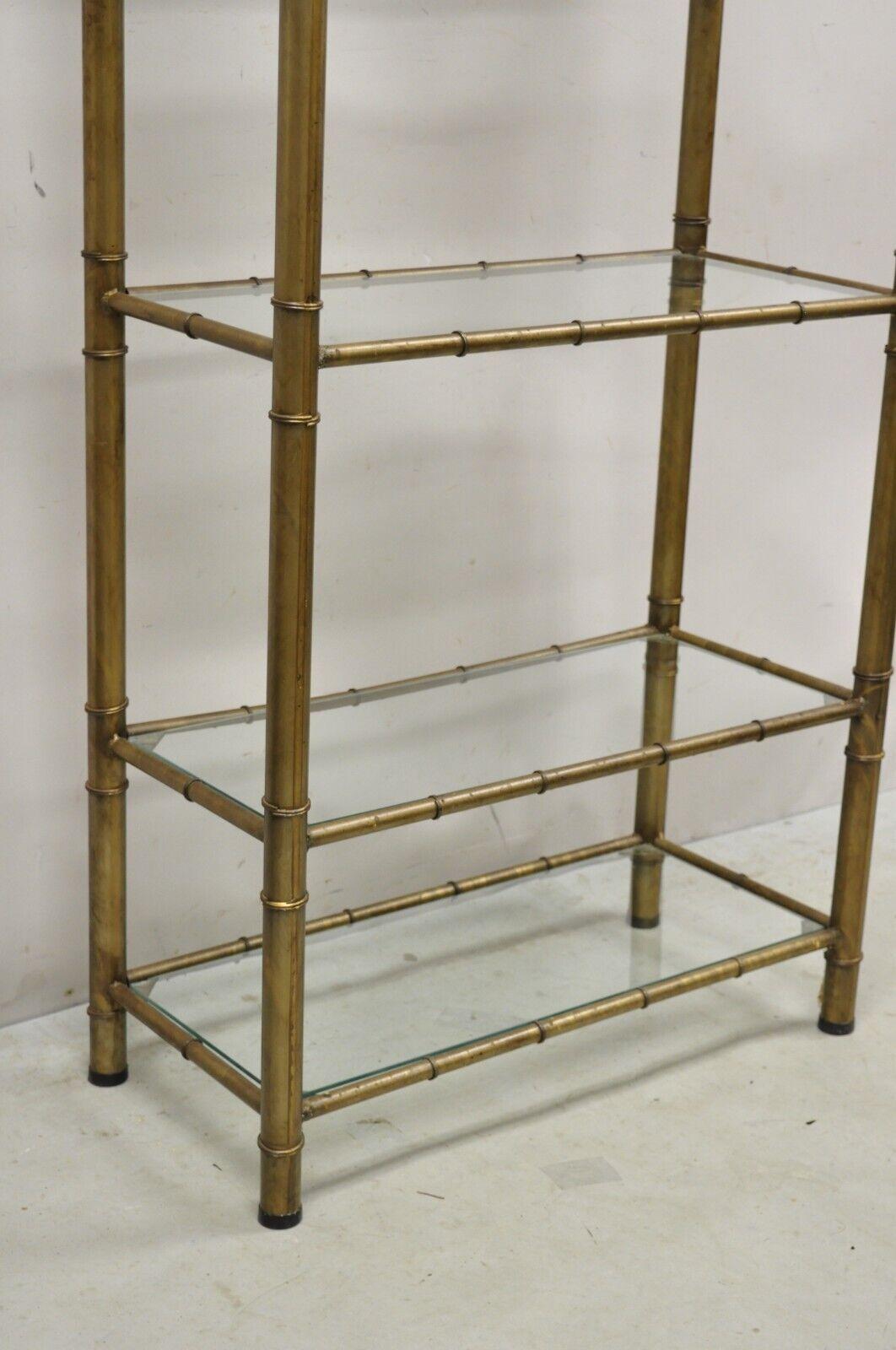 Vtg Hollywood Regency Faux Bamboo Steel Metal Gold 6 Tier Etagere Shelf Bookcase For Sale 6