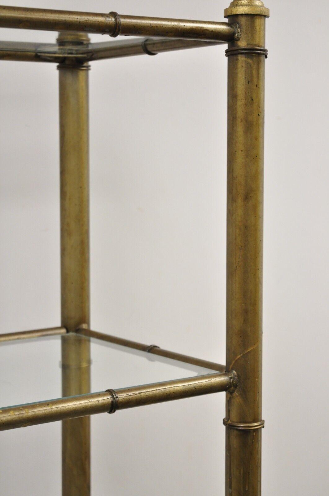 Vtg Hollywood Regency Faux Bamboo Steel Metal Gold 6 Tier Etagere Shelf Bookcase For Sale 7