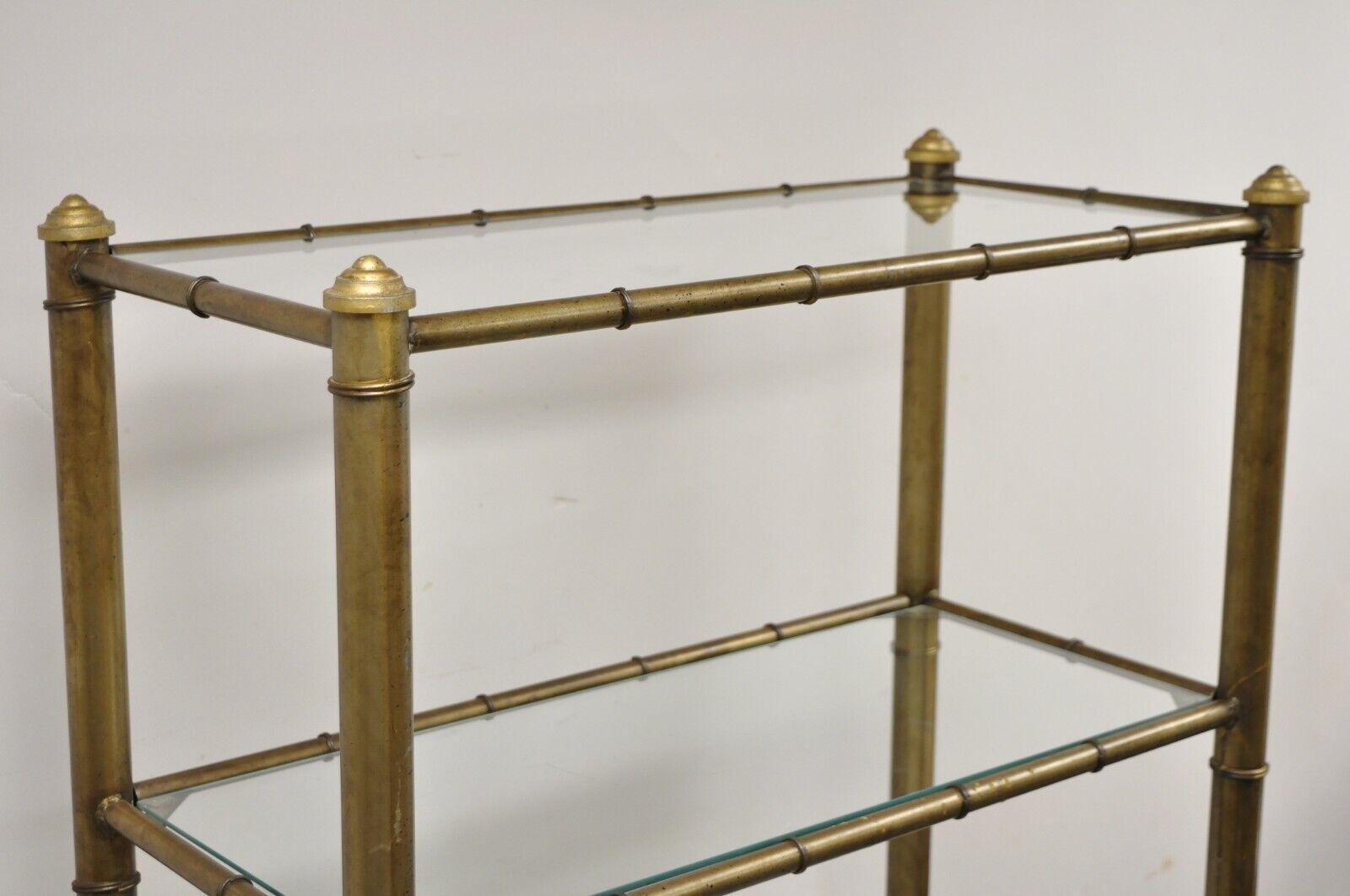 Vtg Hollywood Regency Faux Bamboo Steel Metal Gold 6 Tier Etagere Shelf Bookcase In Good Condition For Sale In Philadelphia, PA