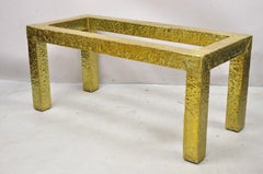 Vtg Hollywood Regency Hammered Brass Parsons Style Small Side Coffee Table Base