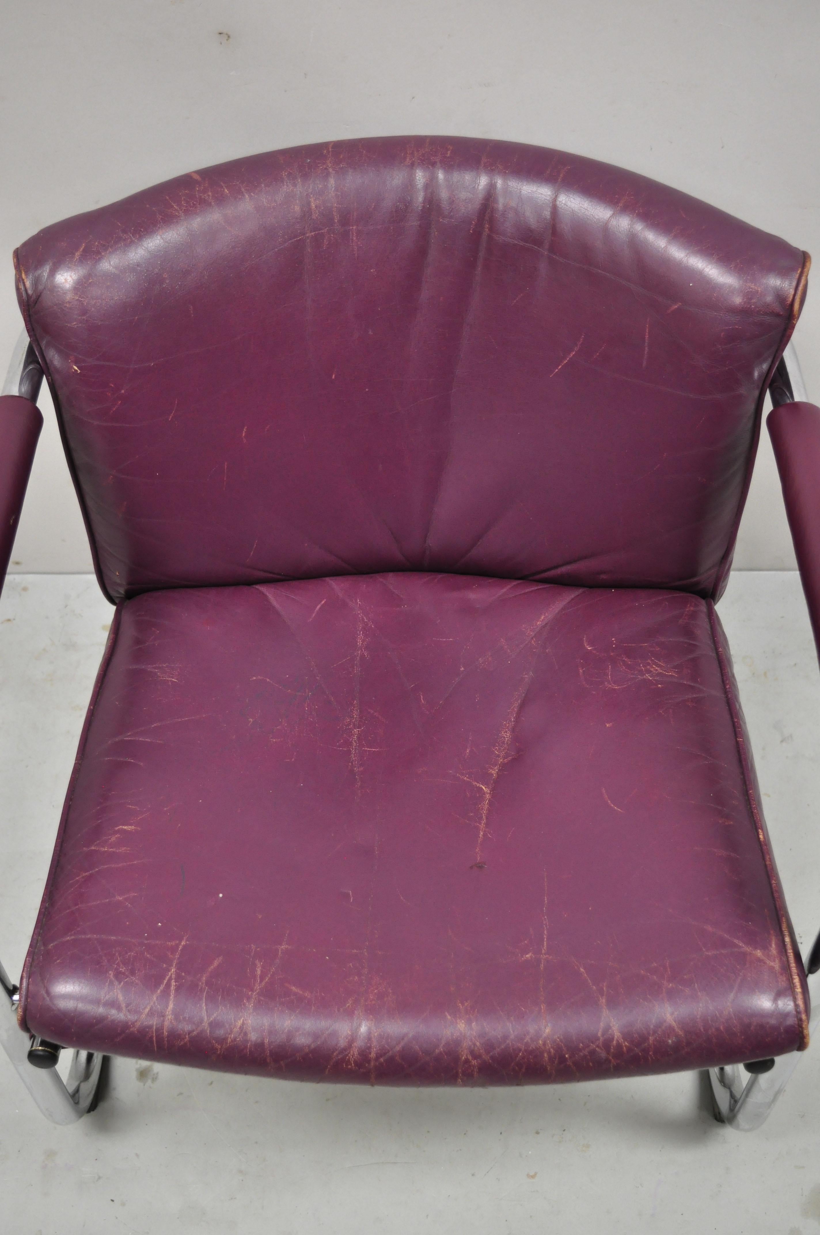 purple leather chairs