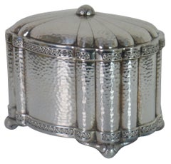 Vtg Israeli Hazorfim Hammered Sterling Silver Etrog Casket Trinket Box Judaica
