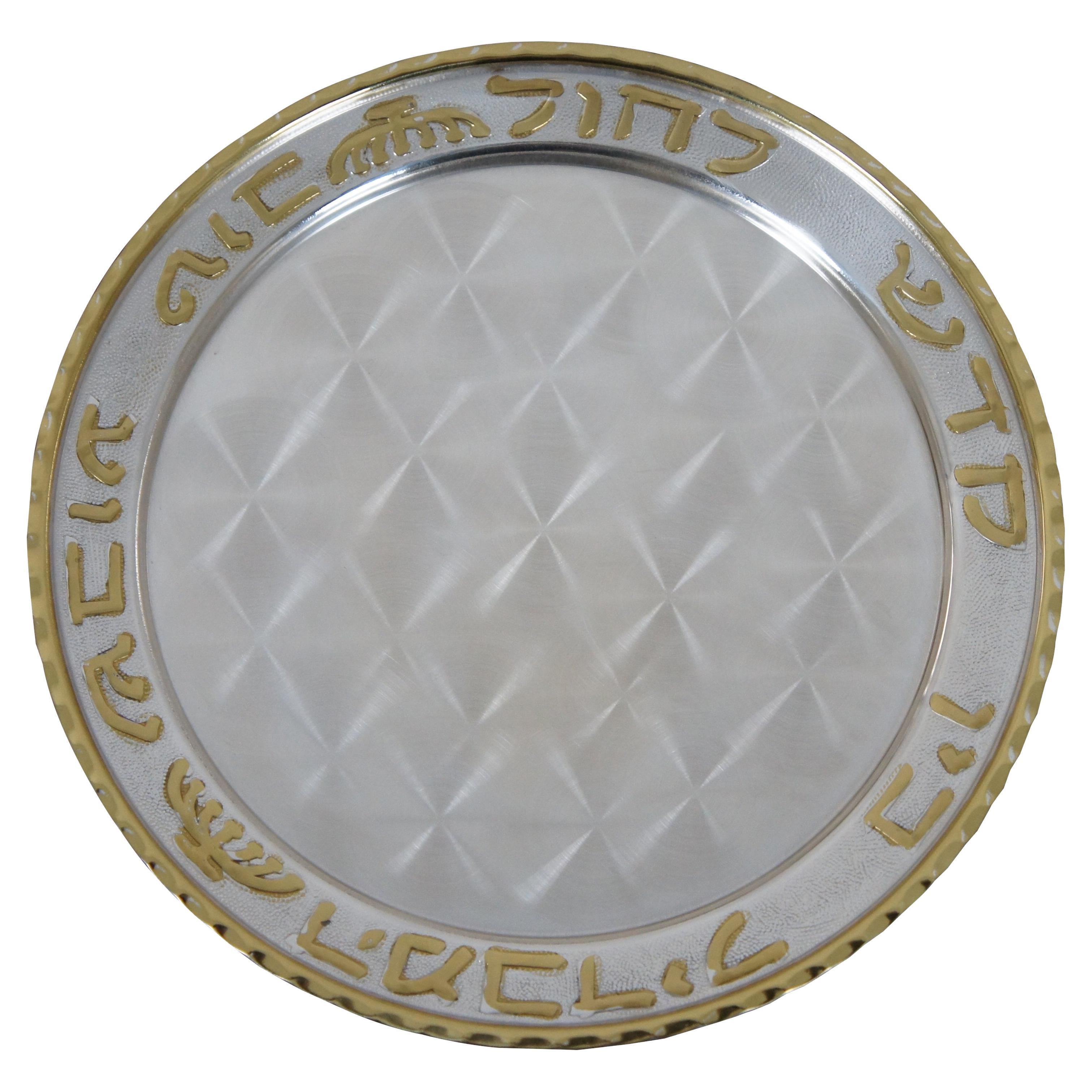 Vtg Israeli Oppenheim Judaica 24k Gold and Silver Plated Kiddush