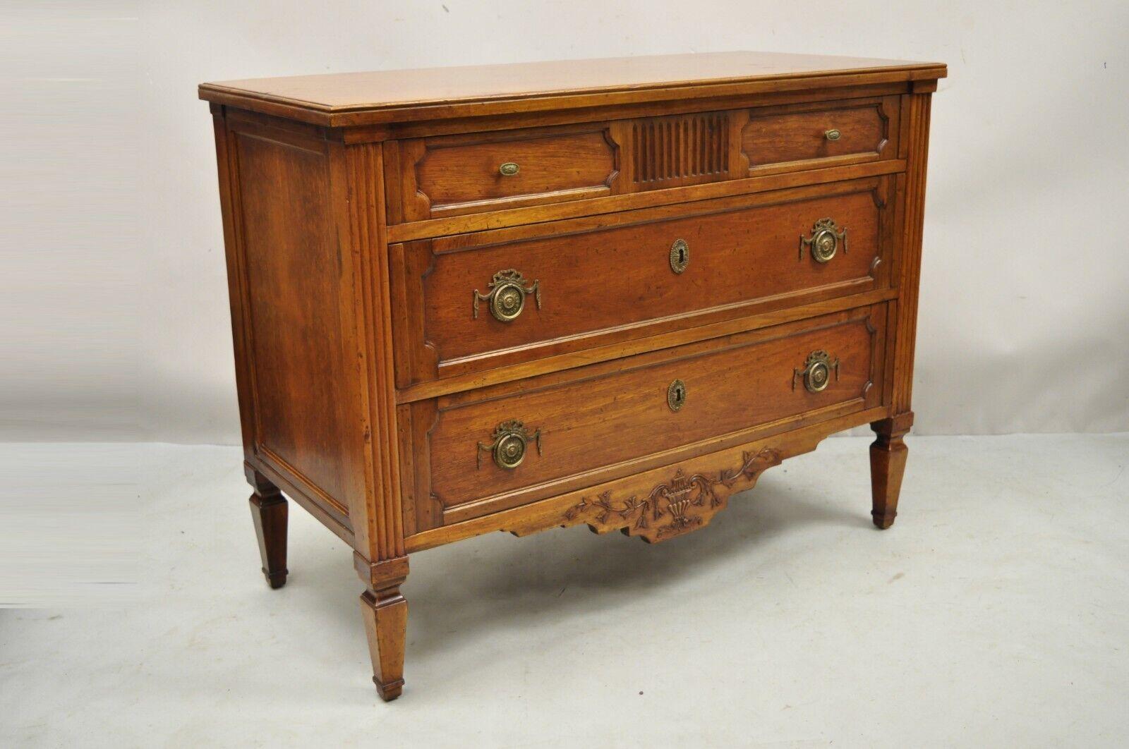 Vtg Italian Bloomingdales French Louis XVI Walnut Commode Chest Drawers - a Pair 8