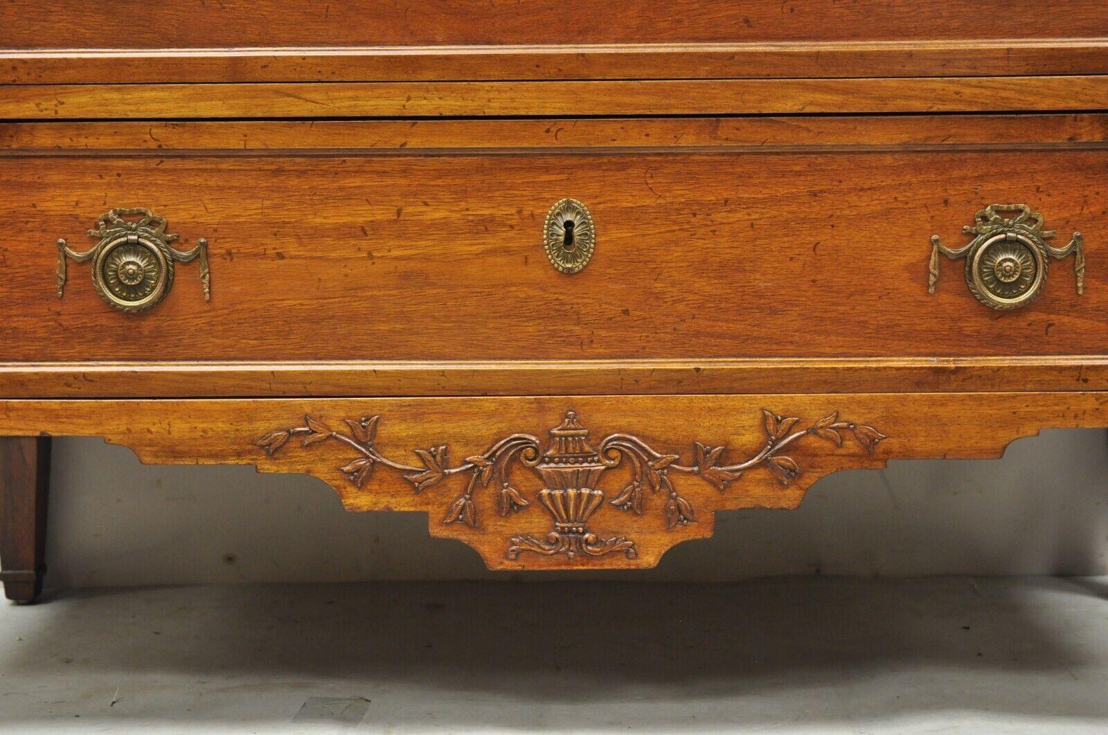 Vtg Italian Bloomingdales French Louis XVI Walnut Commode Chest Drawers - a Pair In Good Condition In Philadelphia, PA
